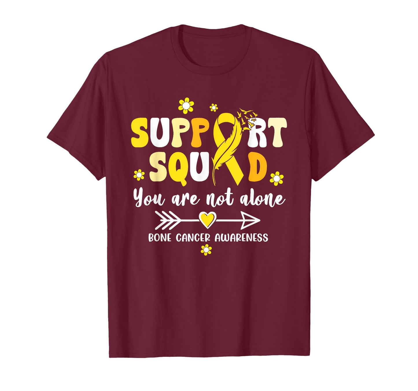 Groovy Support Squad Yellow Ribbon Bone Cancer Awareness T-Shirt