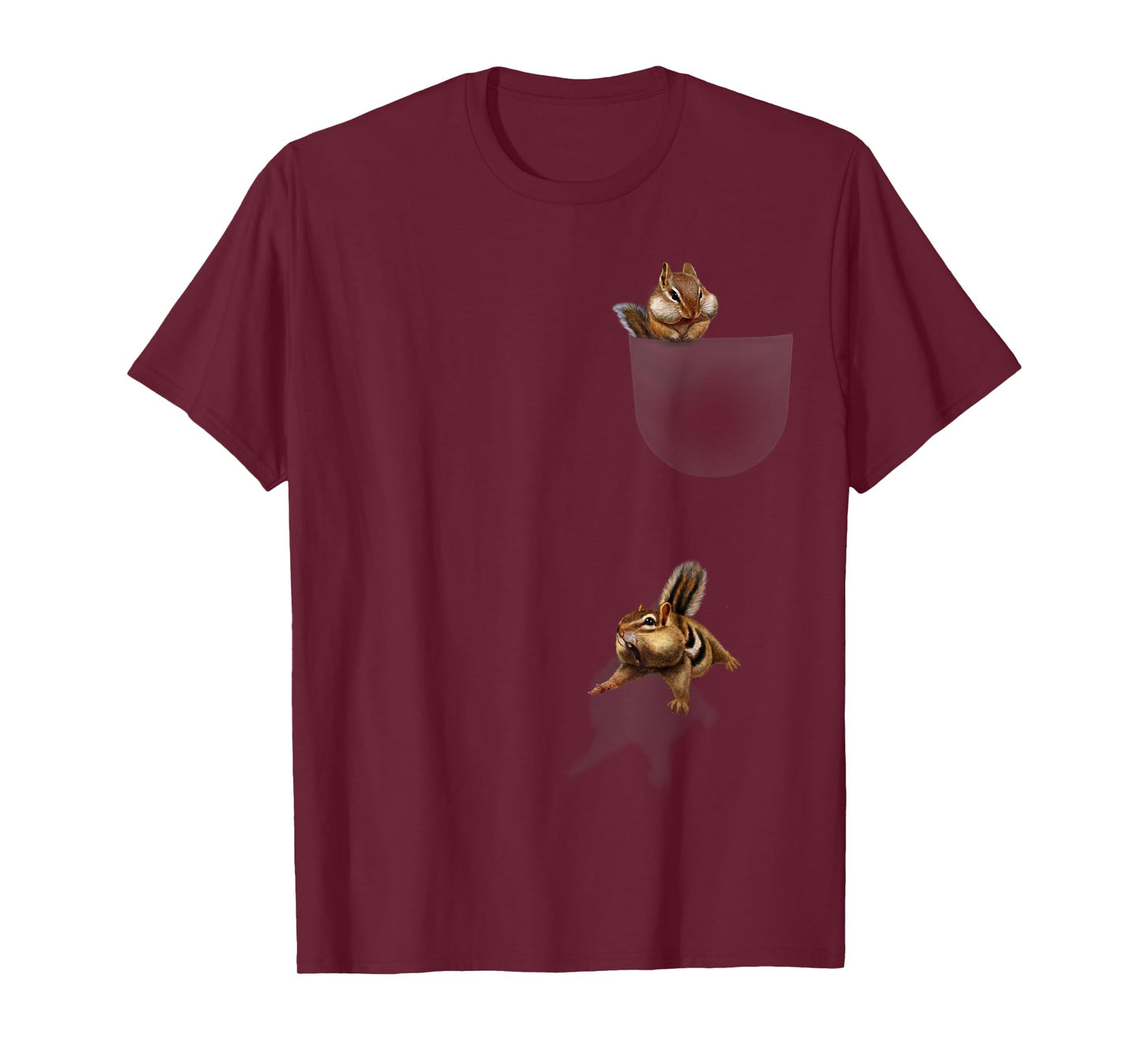 Mens T-Shirt - Cute Pocket Chipmunk, Funniest Squirrel Falling Medium Asphalt