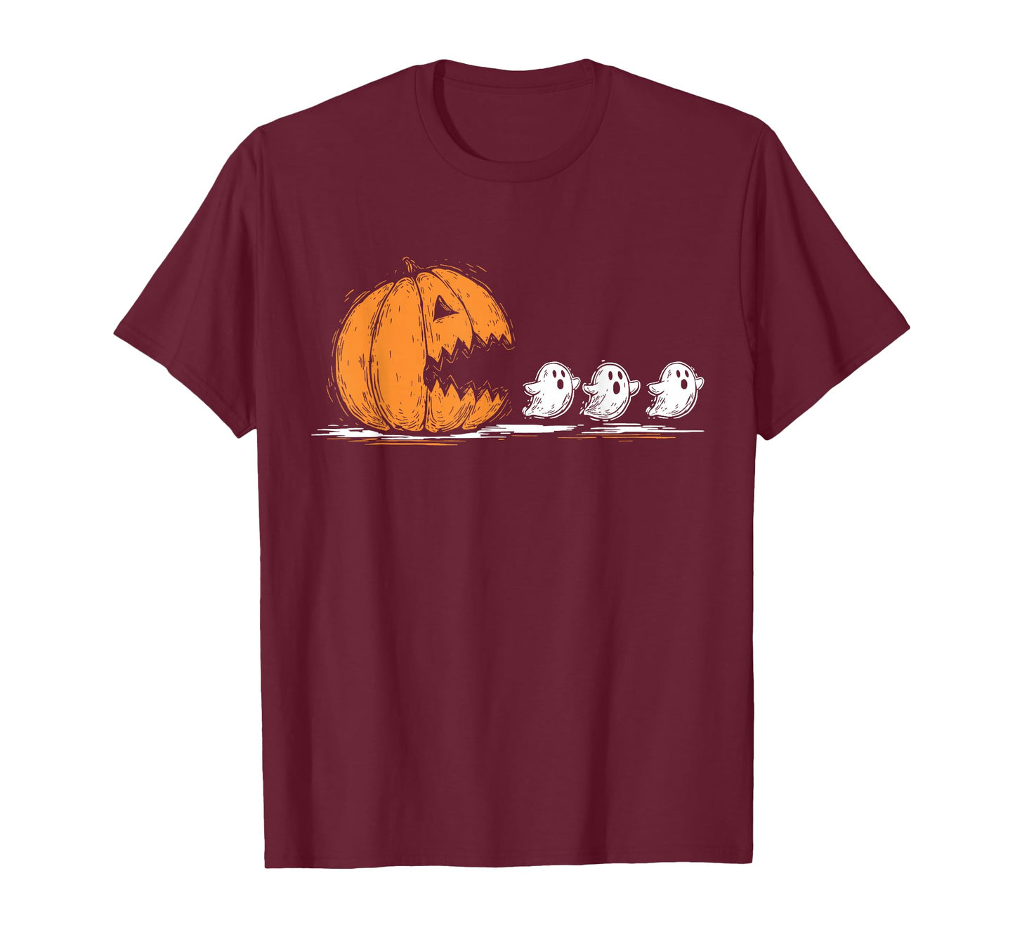 Halloween Retro Pumpkin Eating Ghost Costume Men Women T-Shirt