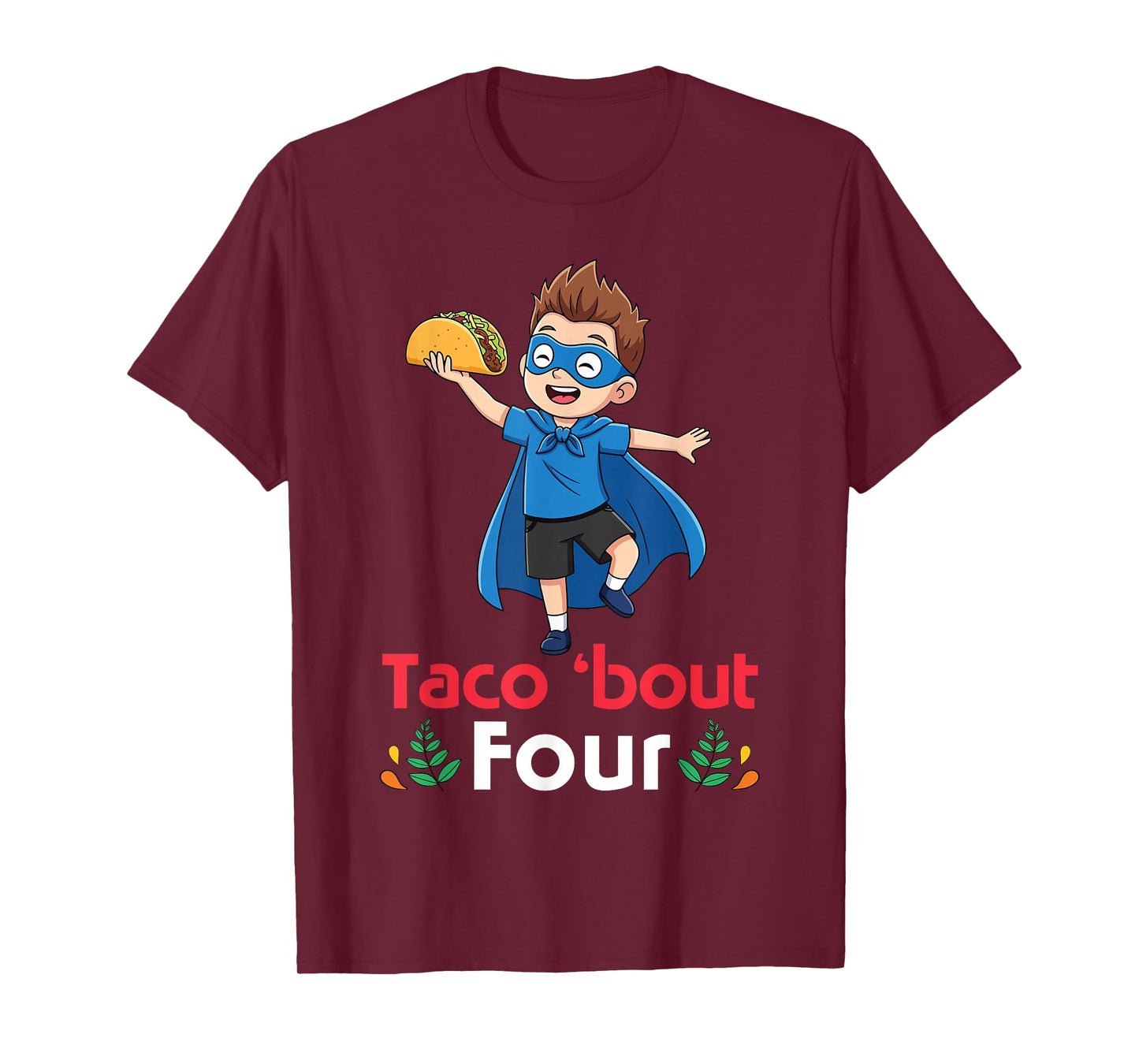 Cute Boy with Tacos Happy Birthday Taco Bout 4 Years Old T-Shirt