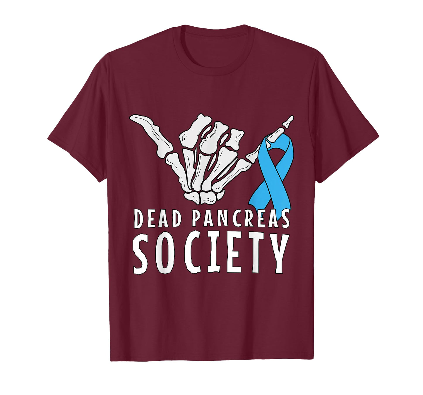 Dead Pancreas Society Halloween Blue Skeleton Hand T-Shirt