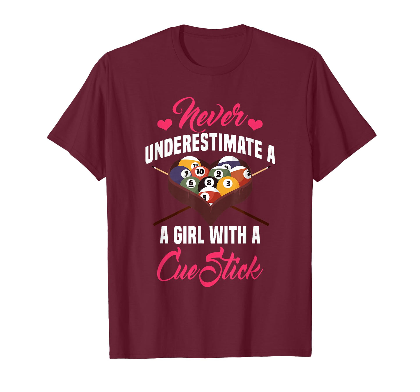 Billiards Girl Player Table Snooker Pyramid Billiard Stick T-Shirt