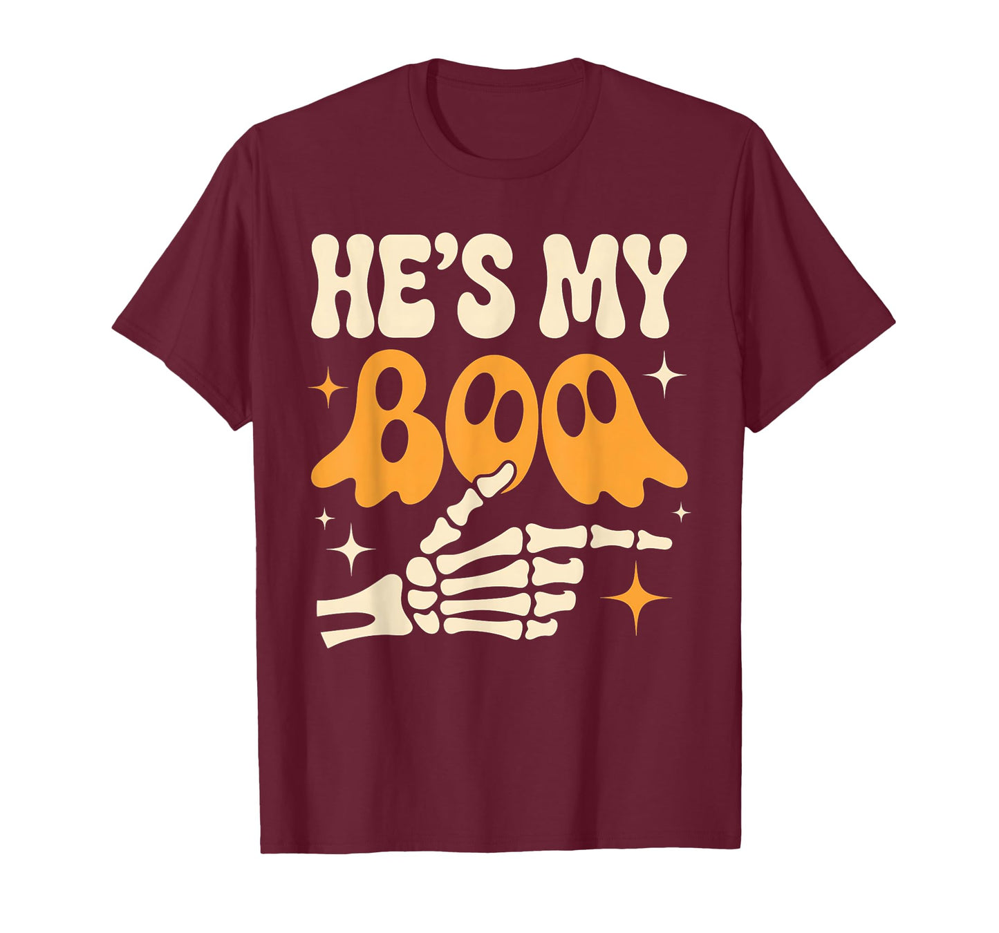 Funny He's My Boo Skeleton Matching Couple Halloween T-Shirt