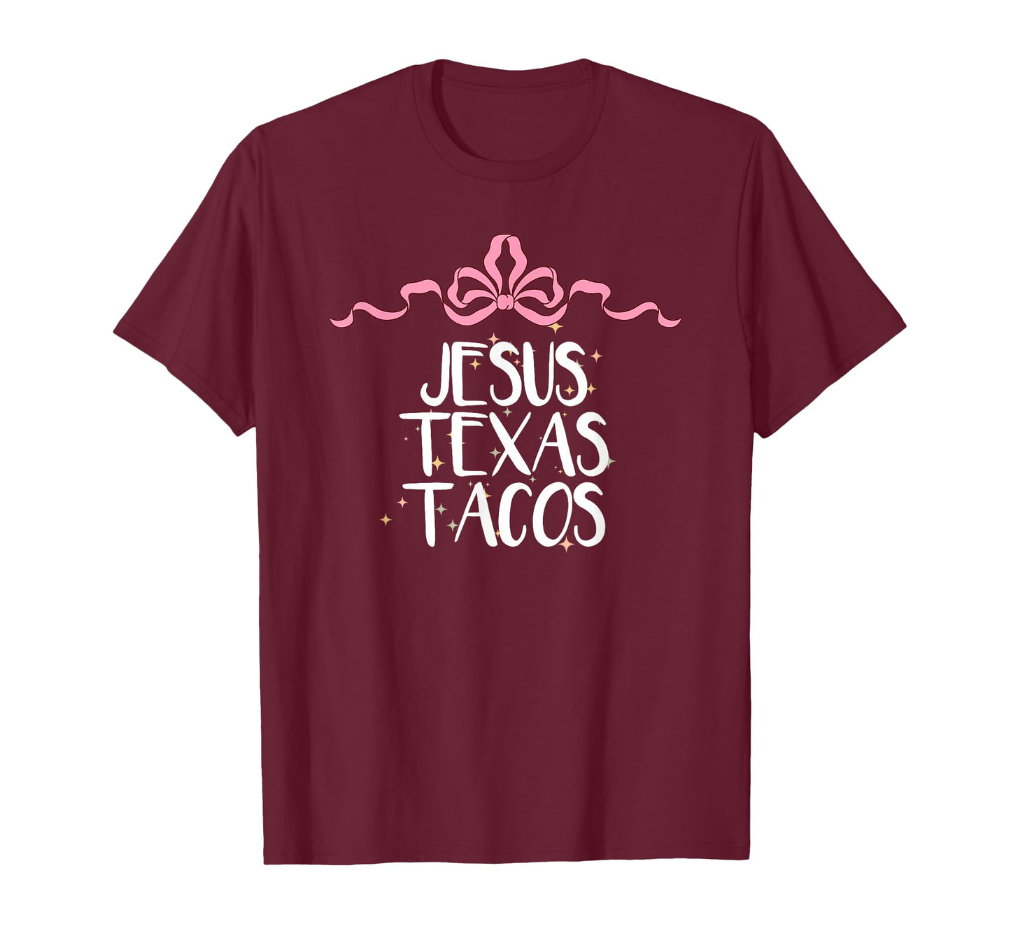 Cute Funny Jesus Texas Tacos Saying Coquette Art Bow T-Shirt