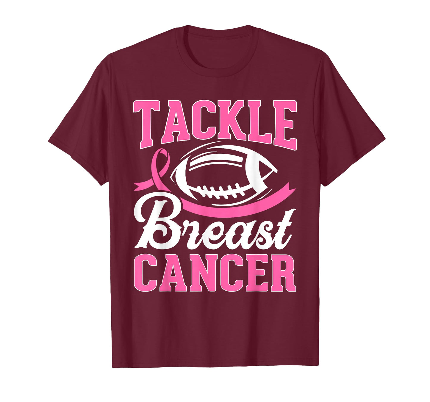 Tackle Breast Cancer Awareness Football Pink Ribbon Boys Kid T-Shirt
