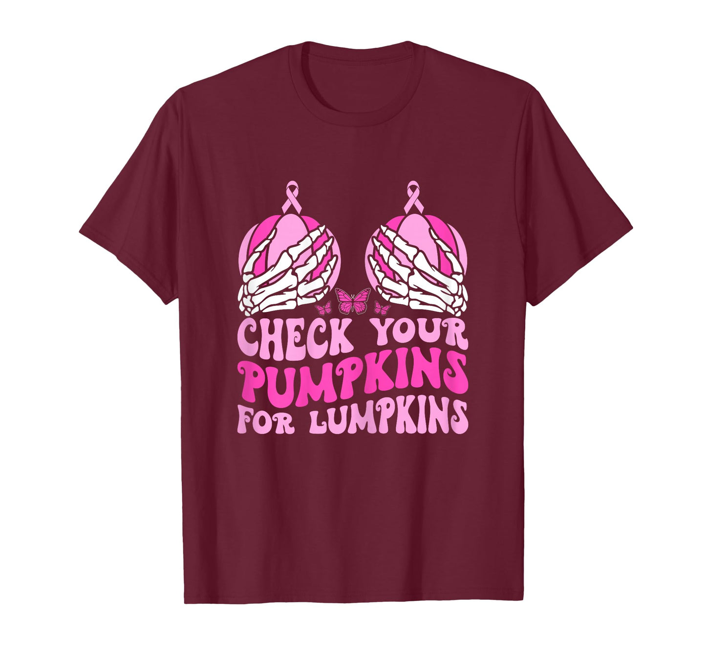 Check Your Pumpkins Breast Cancer Awareness Halloween T-Shirt