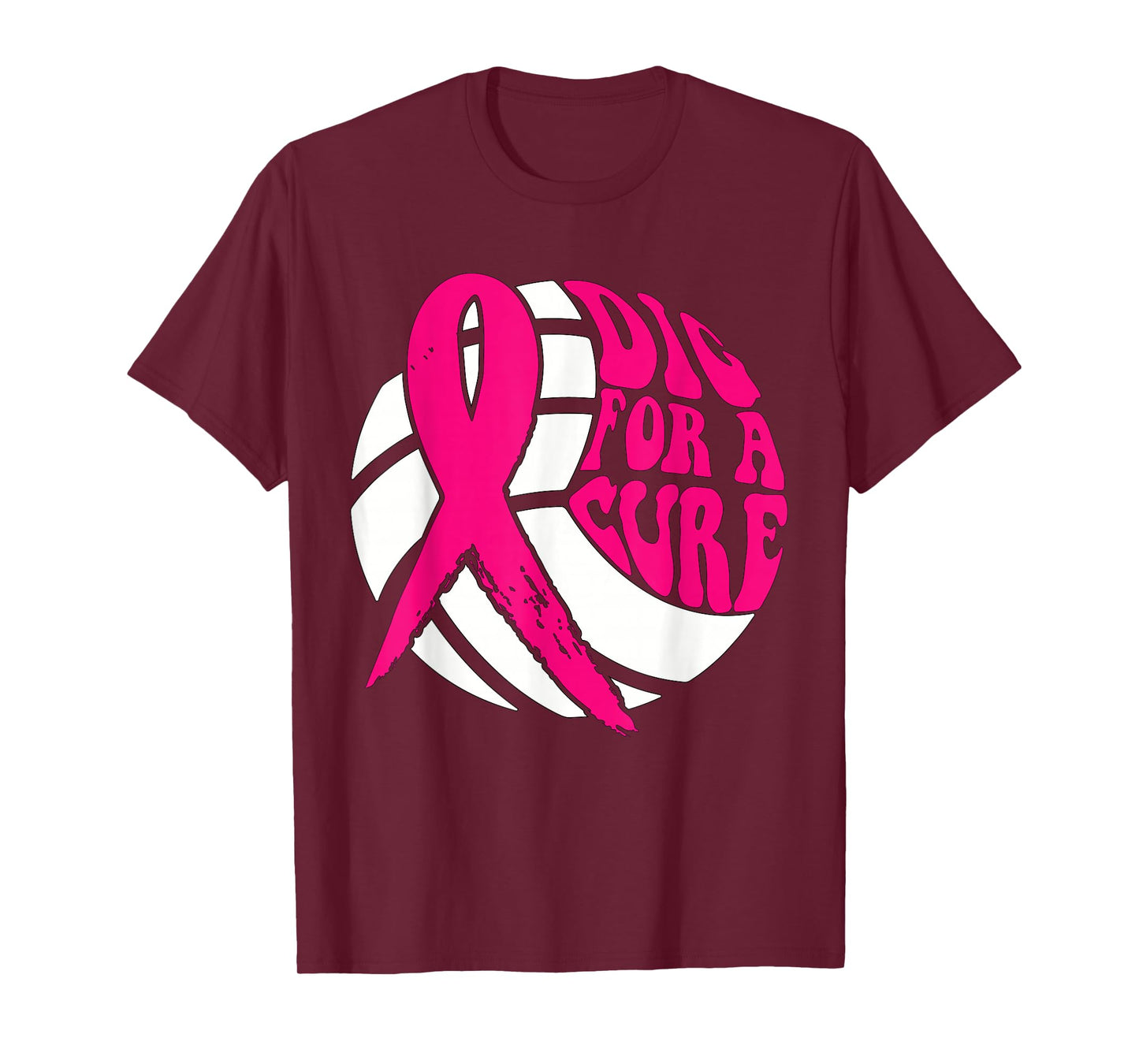 Dig For Cure Ribbon Volleyball Breast Cancer Awareness Pink T-Shirt