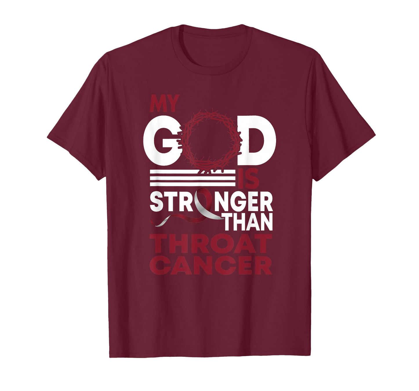 Faith My God Is Stronger Than Throat Cancer Awareness Ribbon T-Shirt