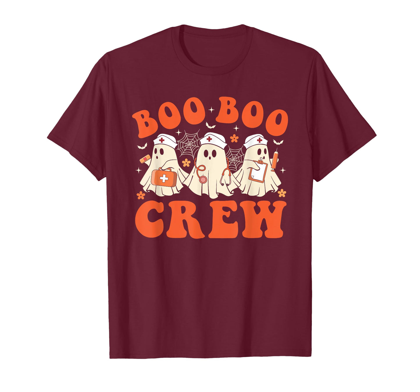Boo Boo Crew Nurse Ghost Scrub Top Nursing Halloween Costume T-Shirt
