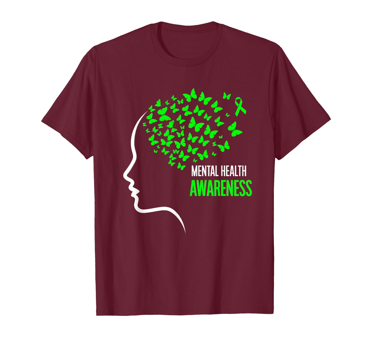 Green Butterfly Mental Health Awareness Ribbon T-Shirt