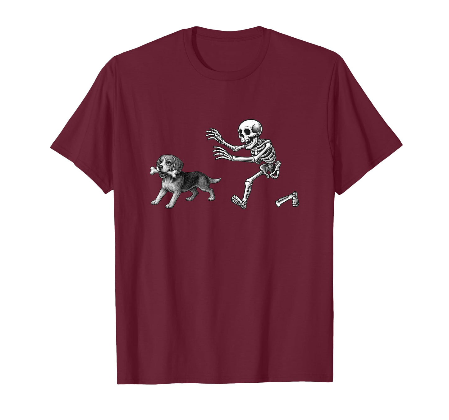 Funny Skeleton Chasing Beagle Dog Halloween Dogs Lover T-Shirt
