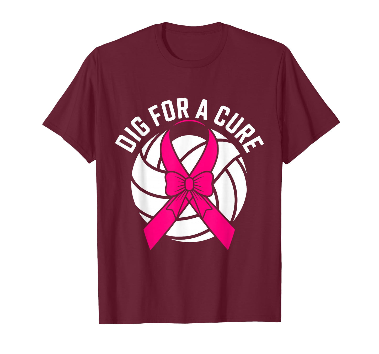 Dig For Cure Breast Cancer Awareness Pink Ribbon Volleyball T-Shirt
