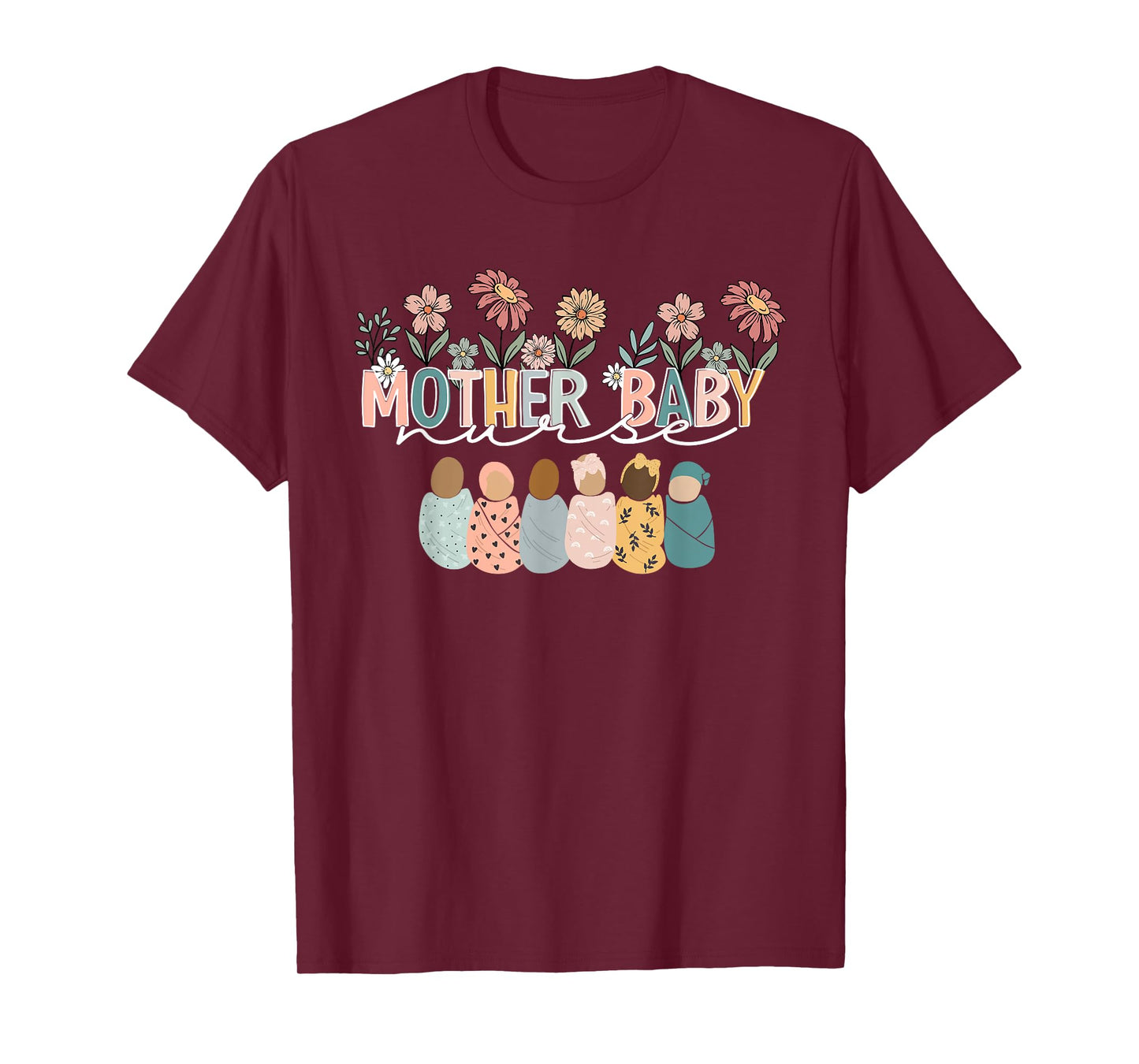 Retro Floral Mother Baby Nurse Womens Nurse Week T-Shirt