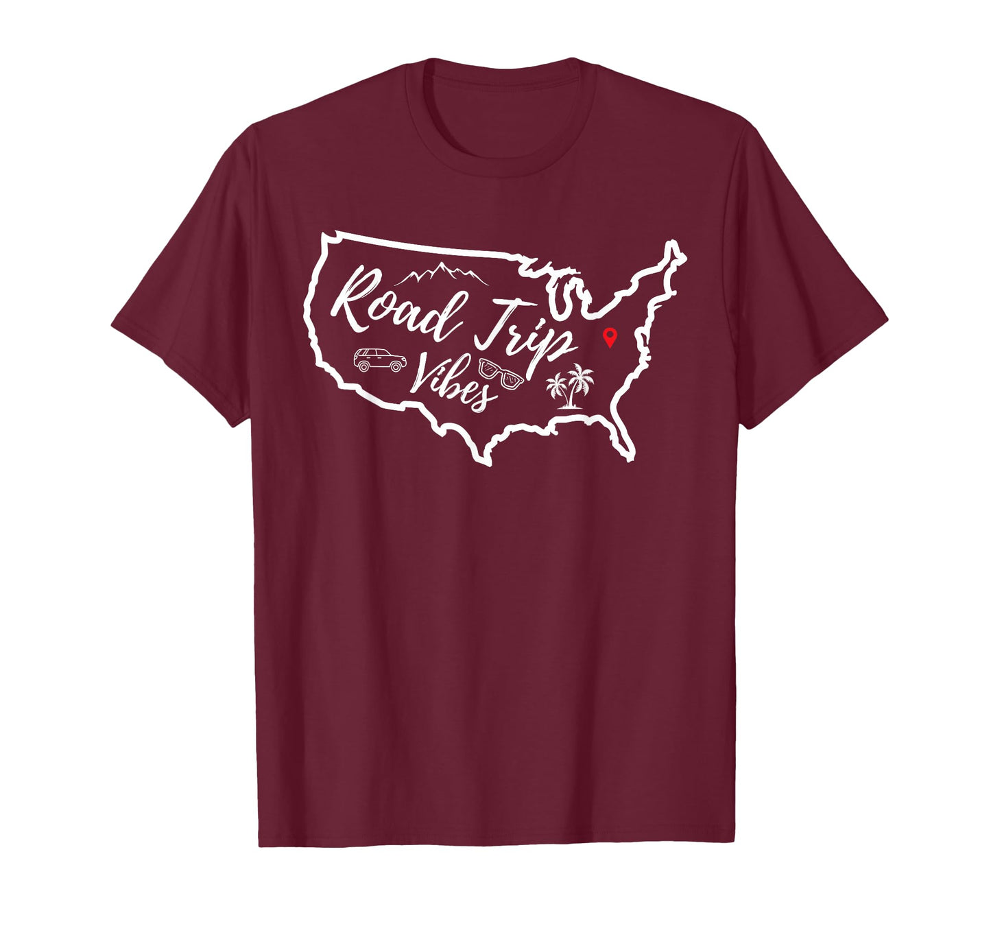 Road Trip Vibes Map USA Family Friend Girl Trip Vacation RV T-Shirt
