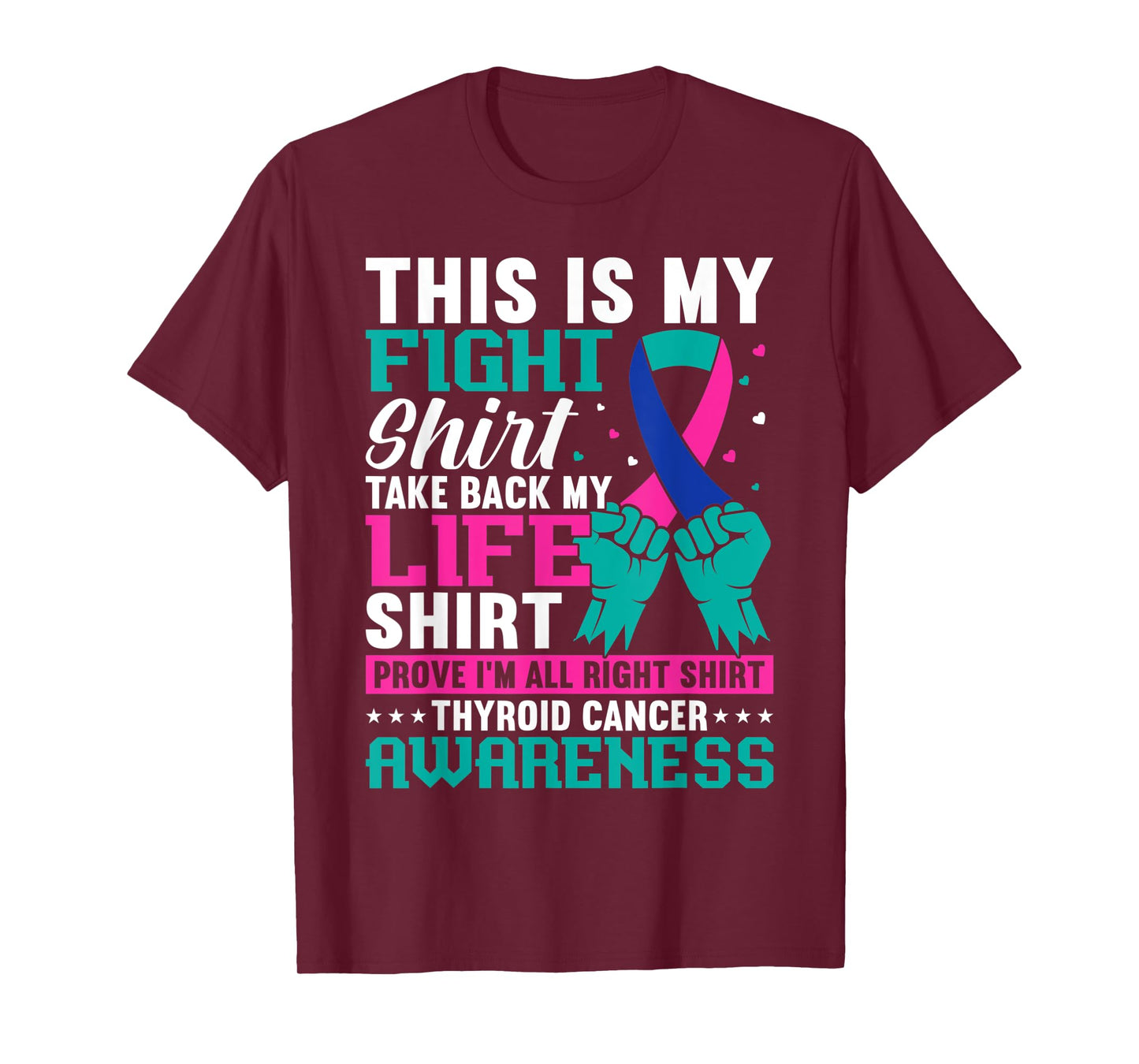 Thyroid Warrior Teal Purple Ribbon Thyroid Cancer Awareness T-Shirt