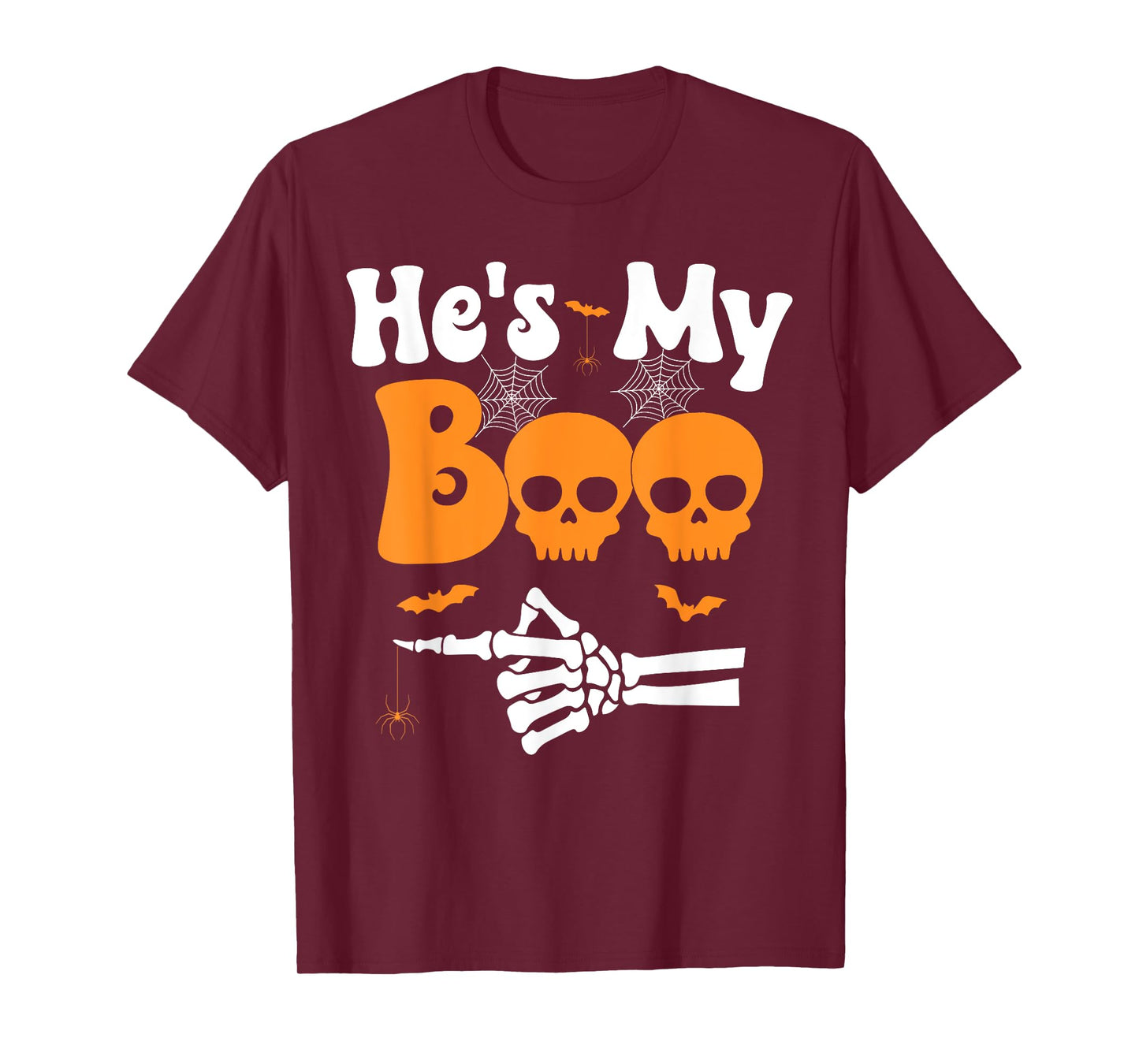 He's My Boo Skeleton Funny Couples Matching Halloween Couple T-Shirt