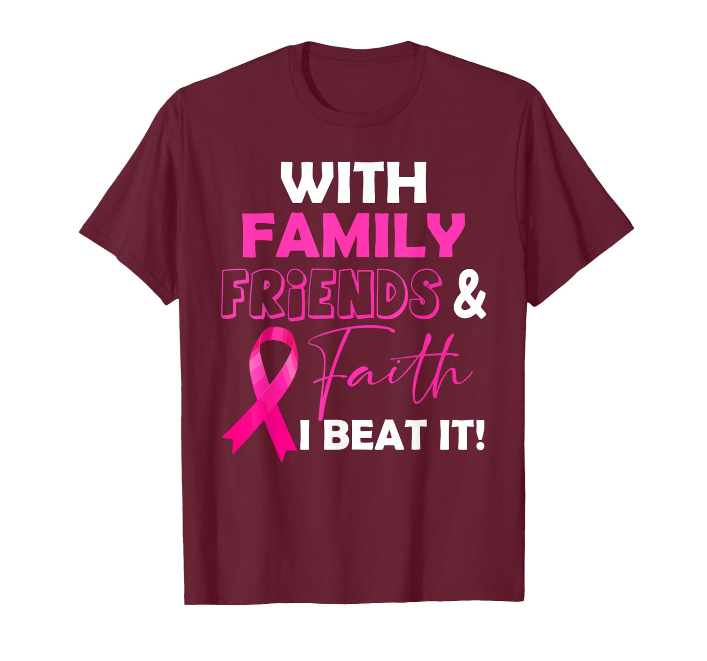 I Beat Breast Cancer Pink Ribbon Breast Cancer Survivor T-Shirt