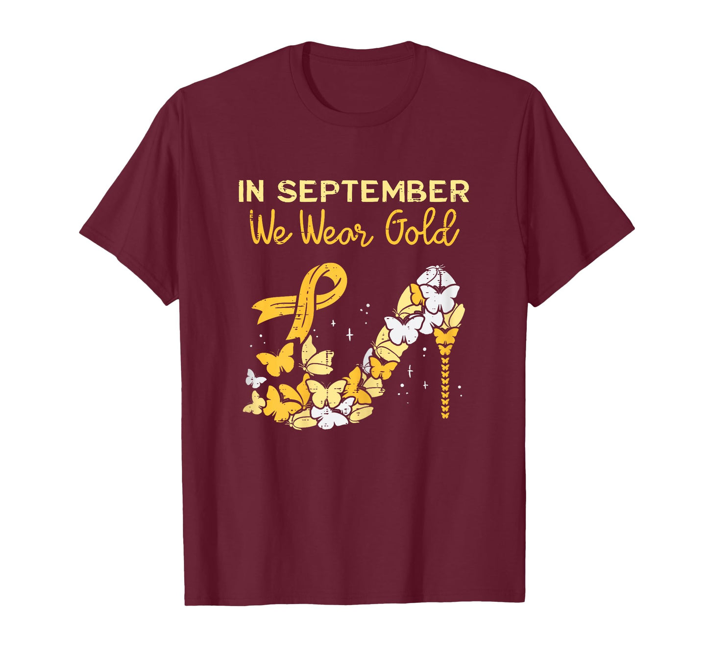 In September We Wear Gold Shoe Childhood Cancer Awareness T-Shirt