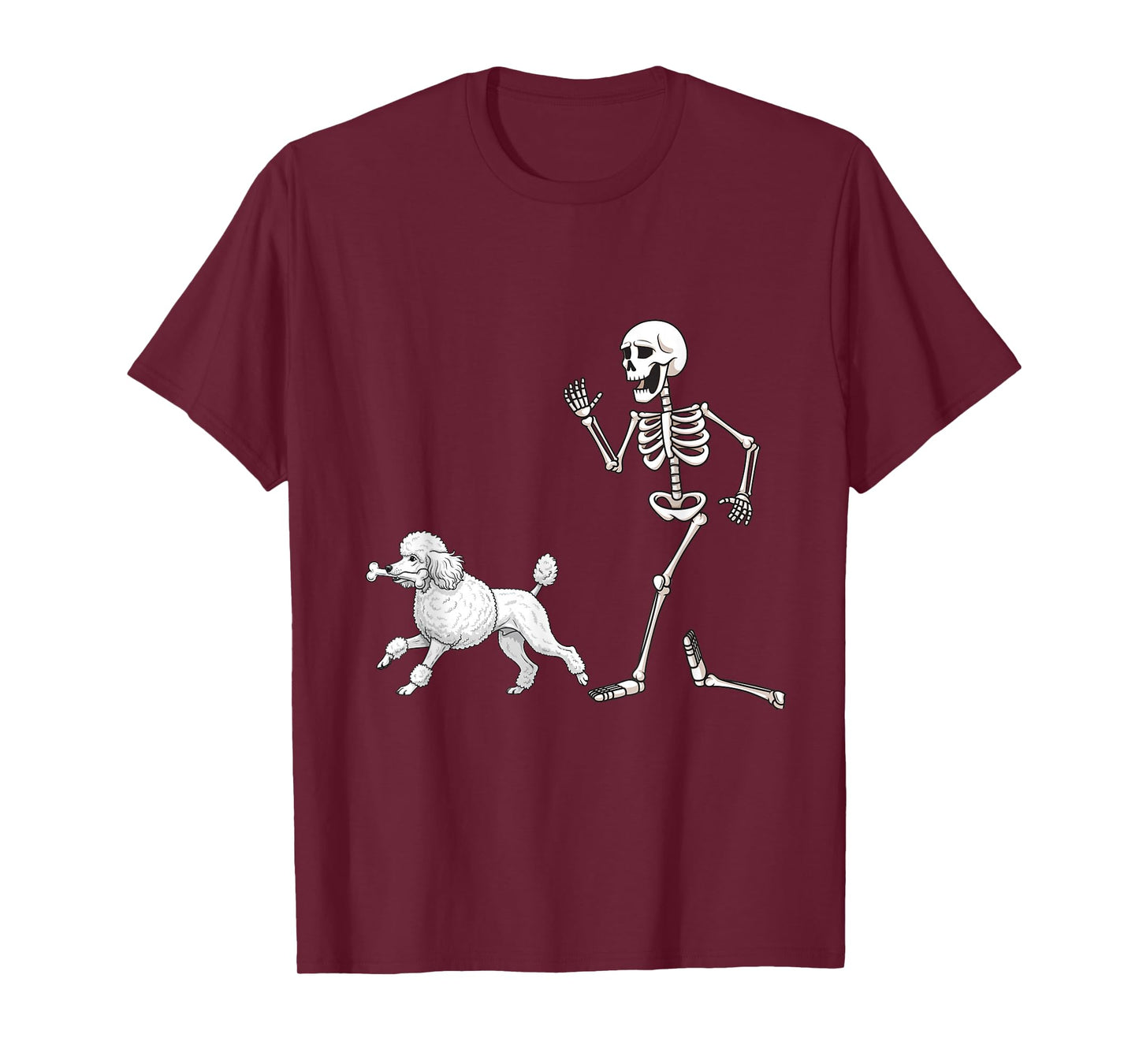 Funny Halloween Poodle and Skeleton T-Shirt