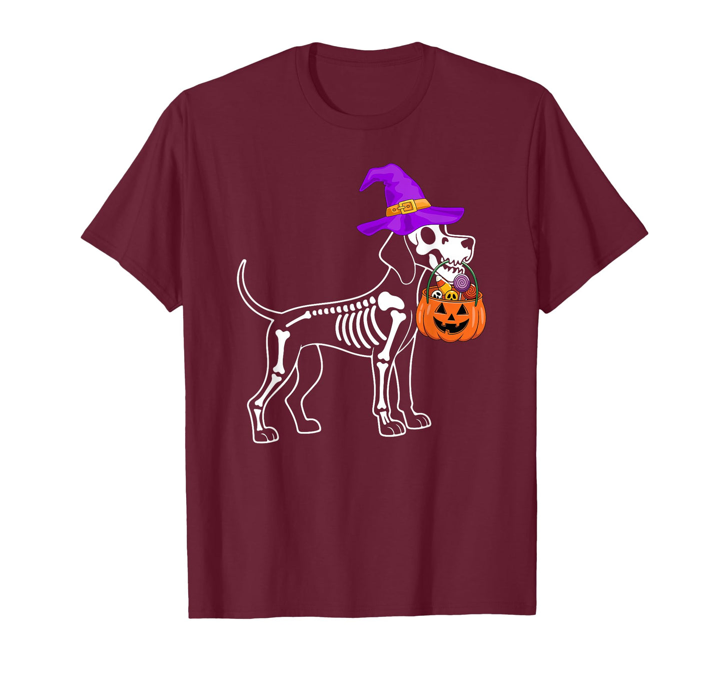 Vizsla Dog Halloween Spooky Skeleton Trick or Treat T-Shirt