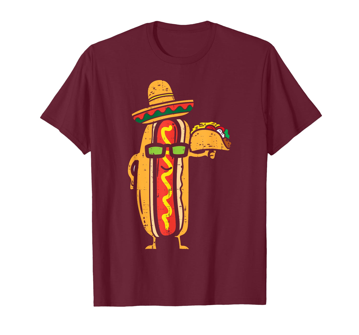 Mexican Hot Dog Holding Taco Funny Cinco De Mayo Food Lover T-Shirt