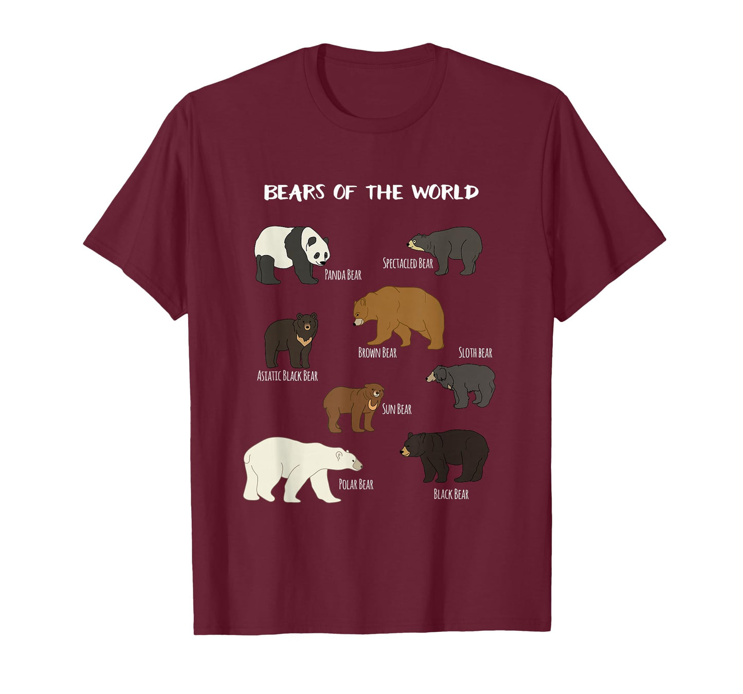 Bears Of The World Grizzly Bear Panda Black Polar T Shirt T-Shirt
