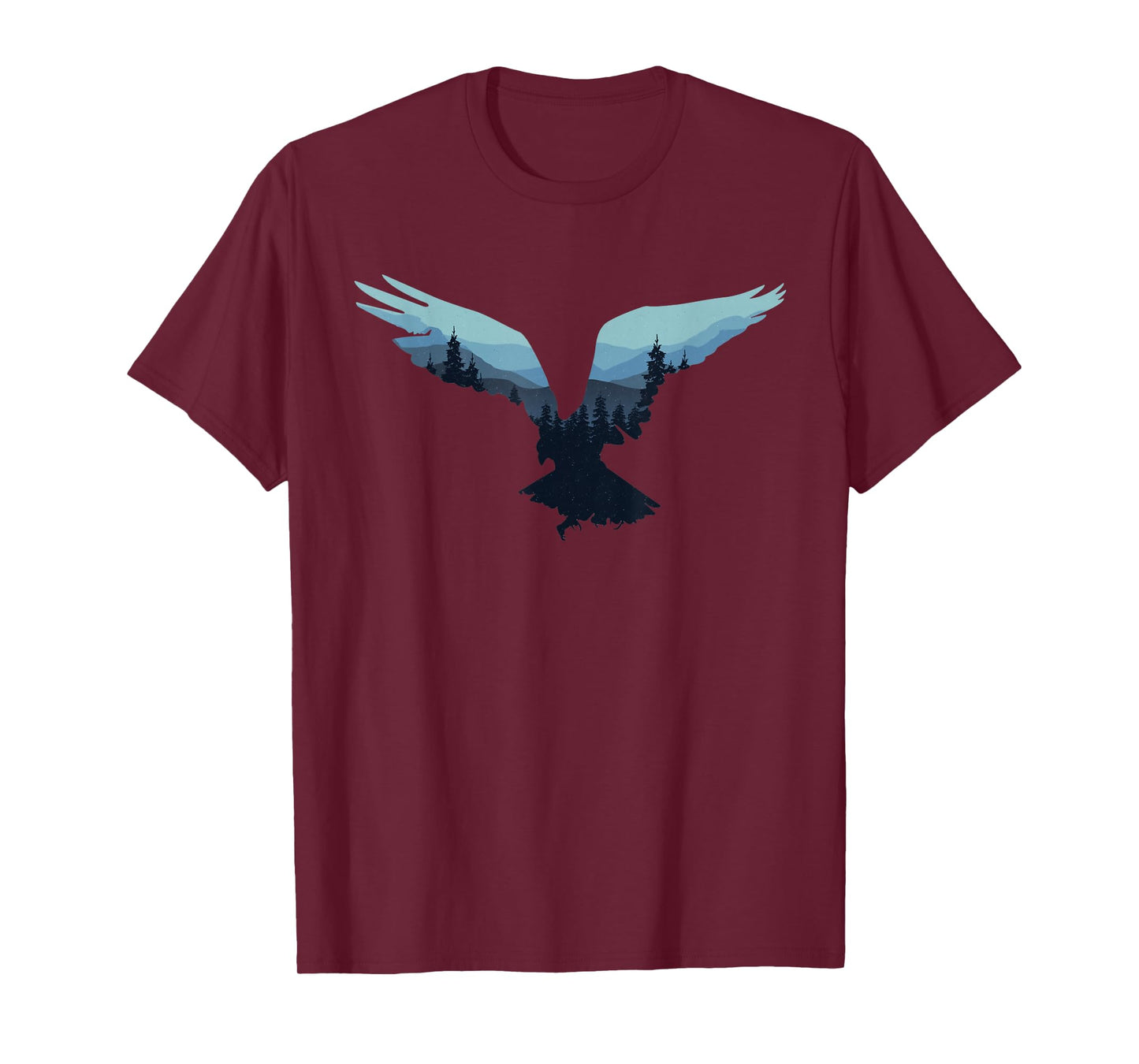 Beautiful Flying Eagle Night Sky Forest Bird Silhouette T-Shirt