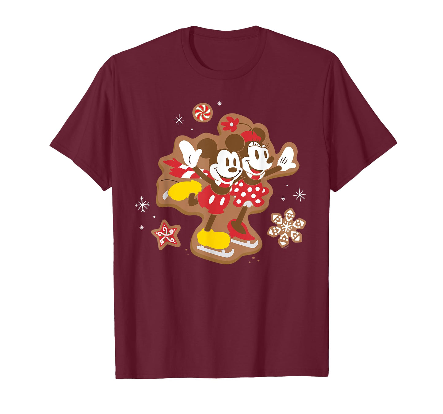 Disney Mickey & Minnie Ice Skating Gingerbread Holiday T-Shirt