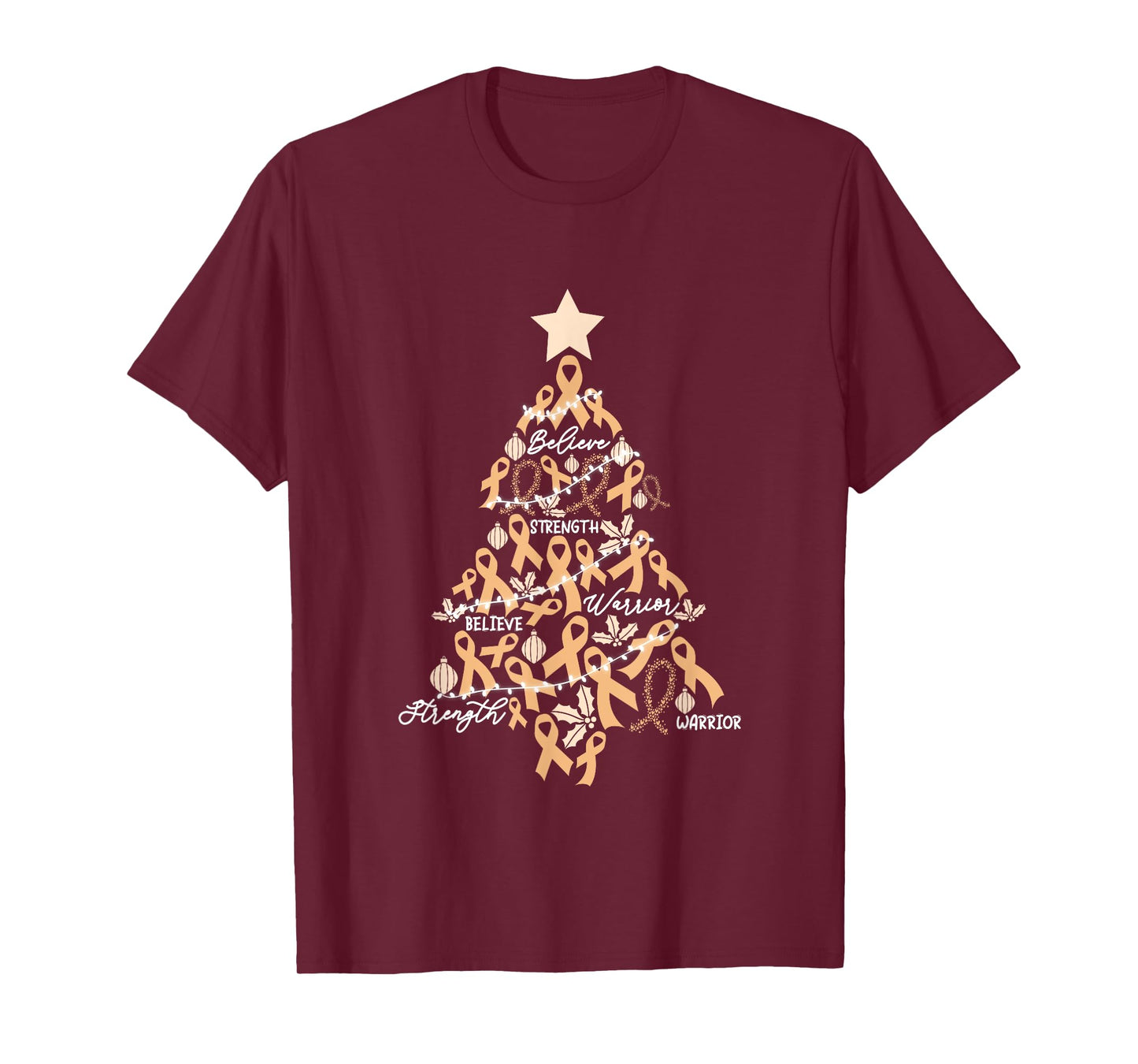 Christmas Uterine Cancer Endometrial Awareness Ribbon T-Shirt