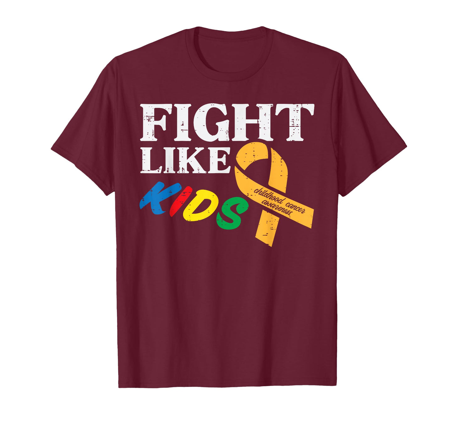 Fight Like Kids Childhood Cancer Awareness Ribbon Boys Girls T-Shirt