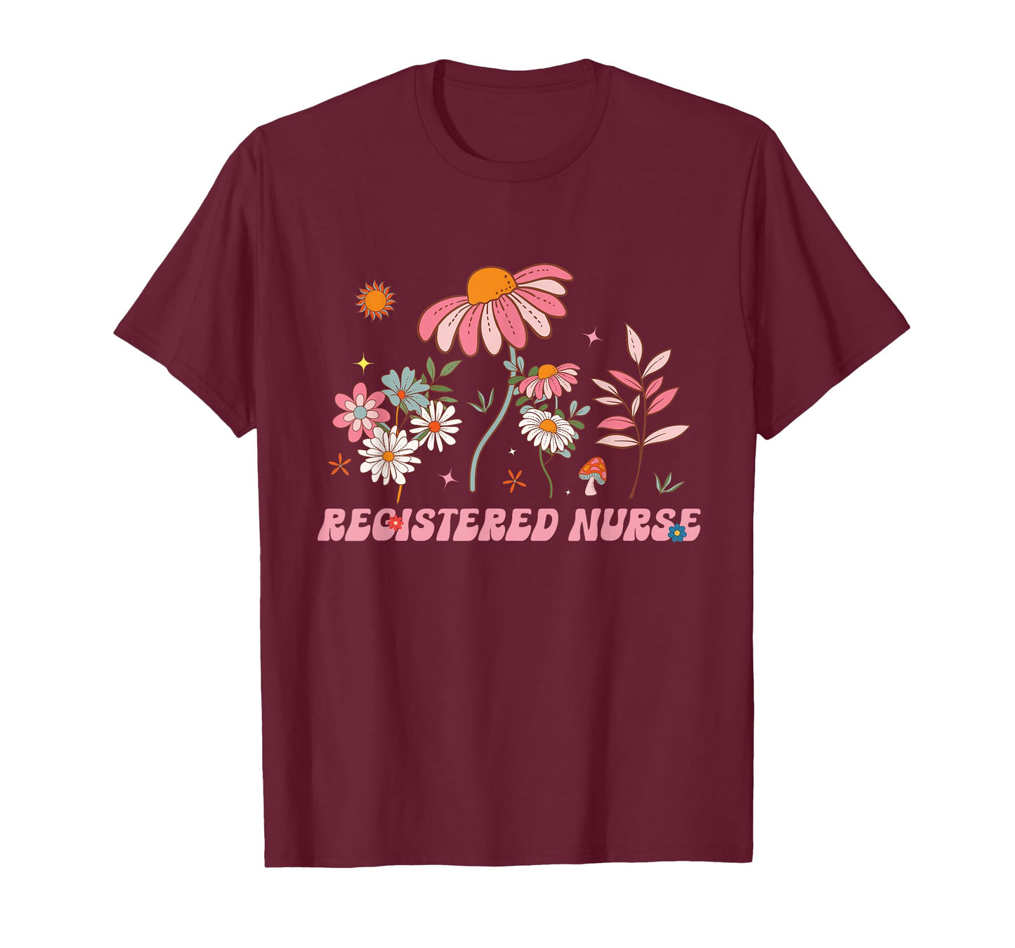 Groovy Registered Nurse Wildflower Flowers Summer T-Shirt