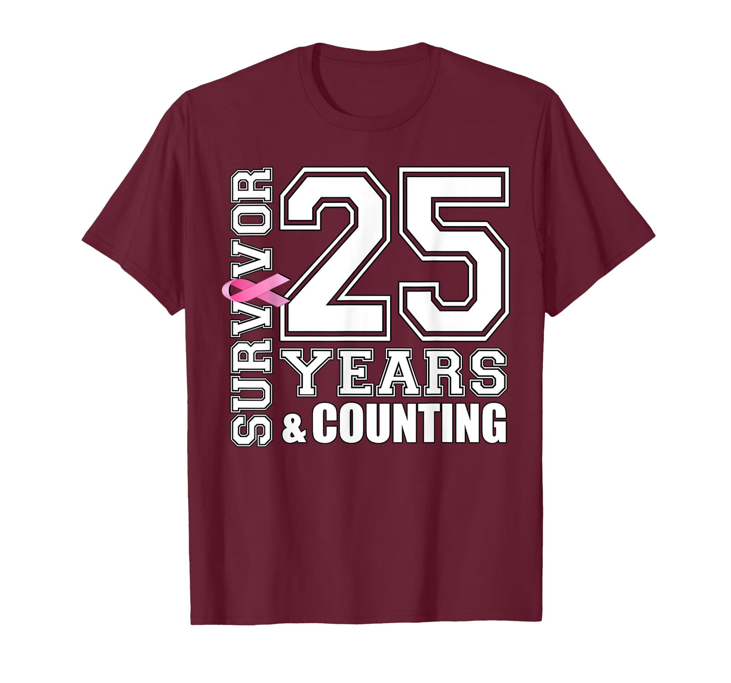 25 Years Breast Cancer Survivor Pink Ribbon Gifts For Women T-Shirt