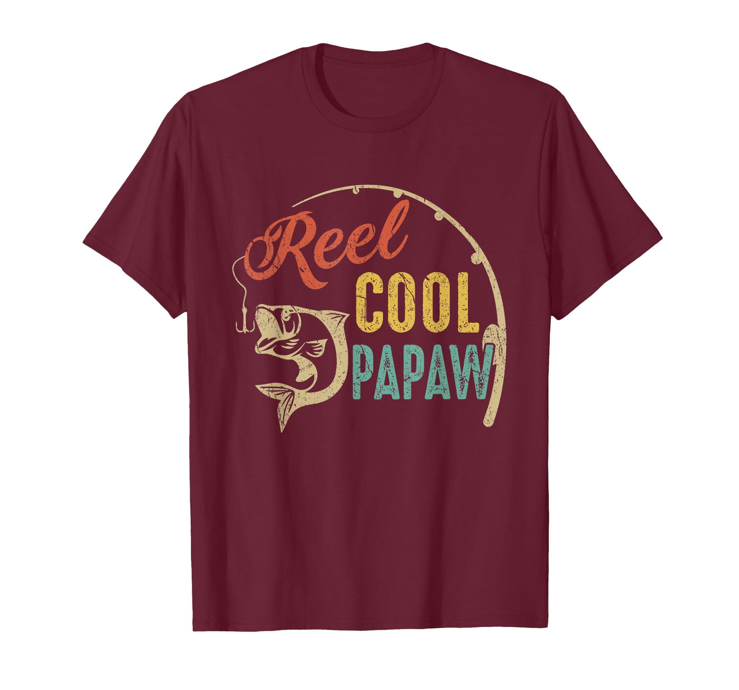 Funny Fathers Day Vintage Fishing Reel Cool Papaw T-Shirt