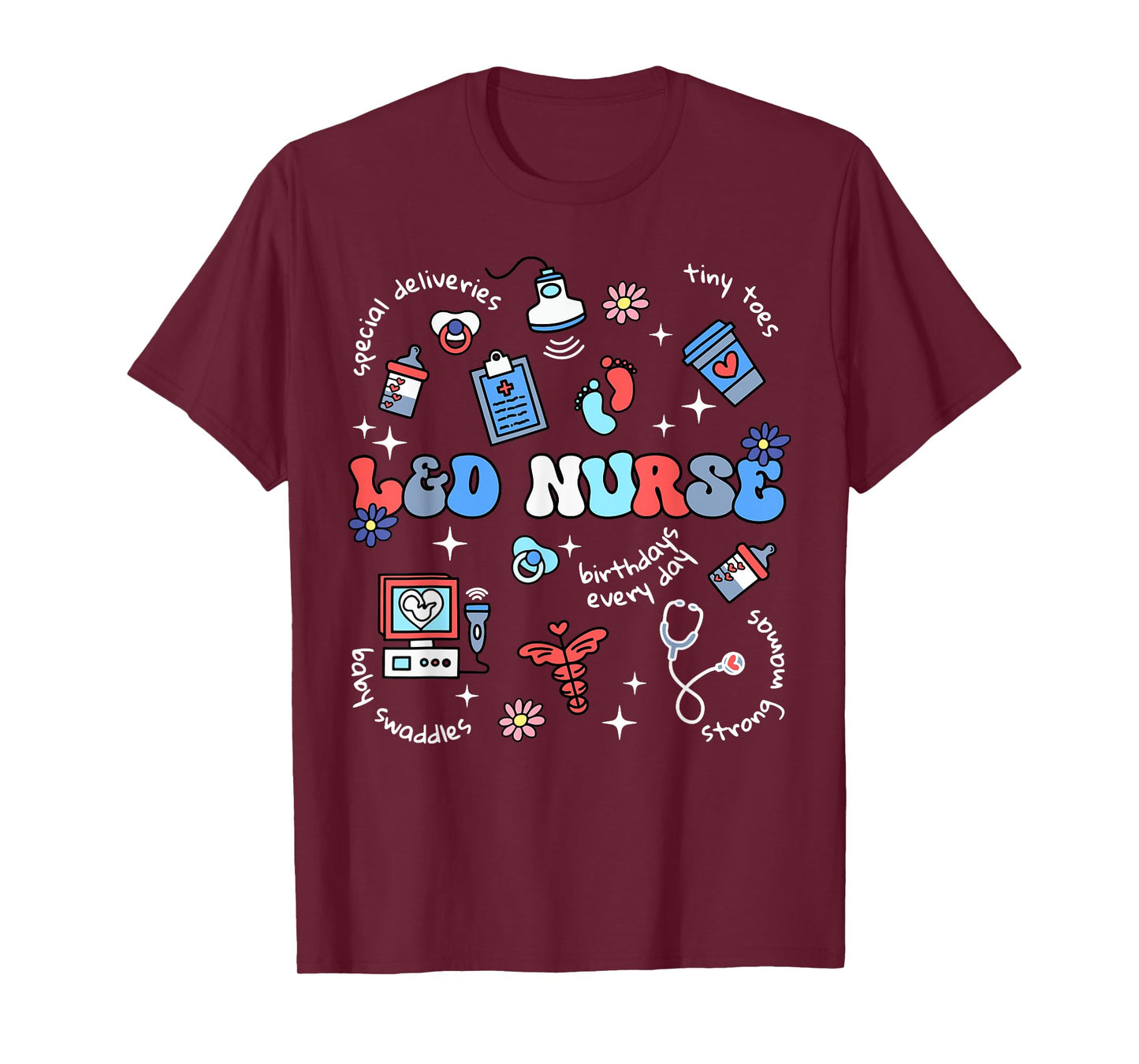 Retro L&D Nurse Labor And Delivery OB Nursing 4th Of July T-Shirt