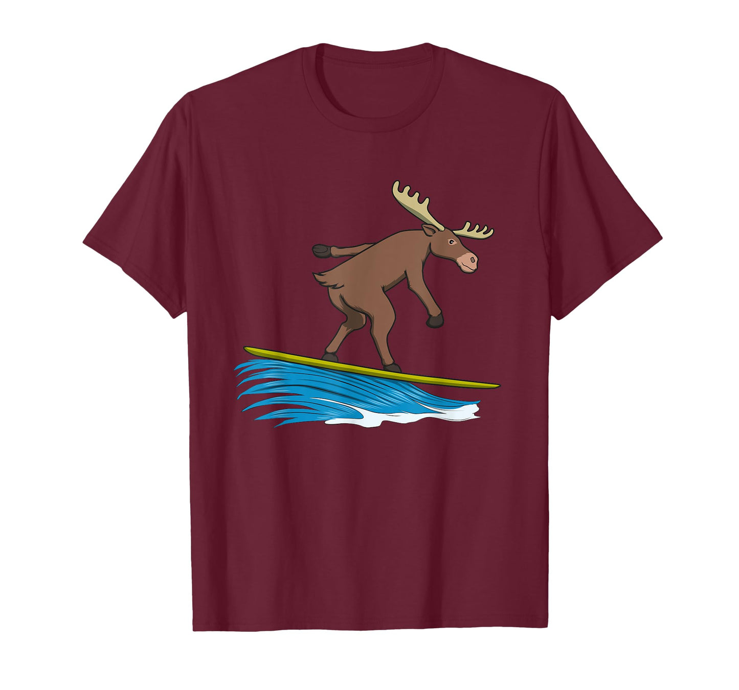 Ironic Moose Surfer Holiday Surfboard T-Shirt