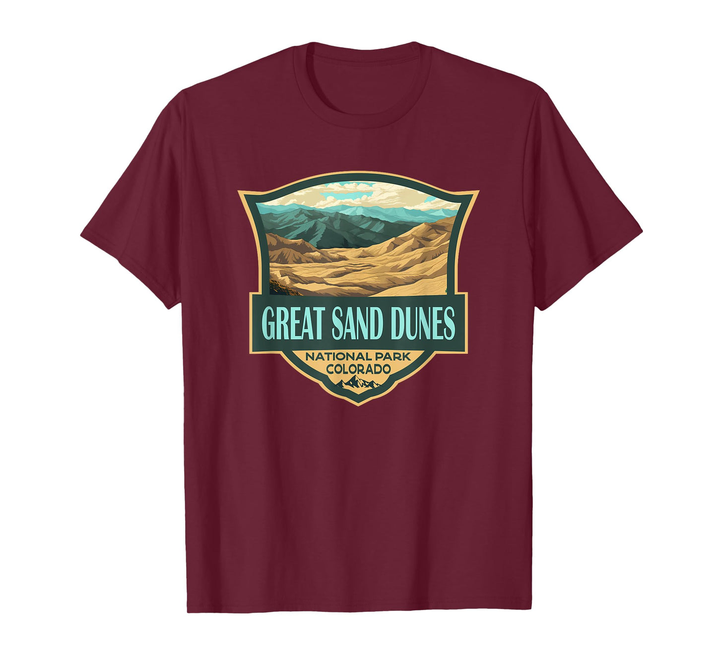 Great Sand Dunes National Park Illustration Retro Badge T-Shirt