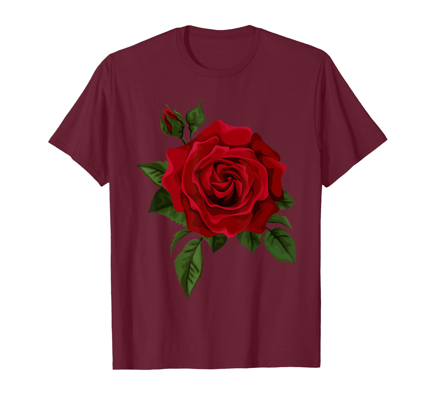 Single Red Roses Flower of Cute Red Roses Flower Gardening T-Shirt