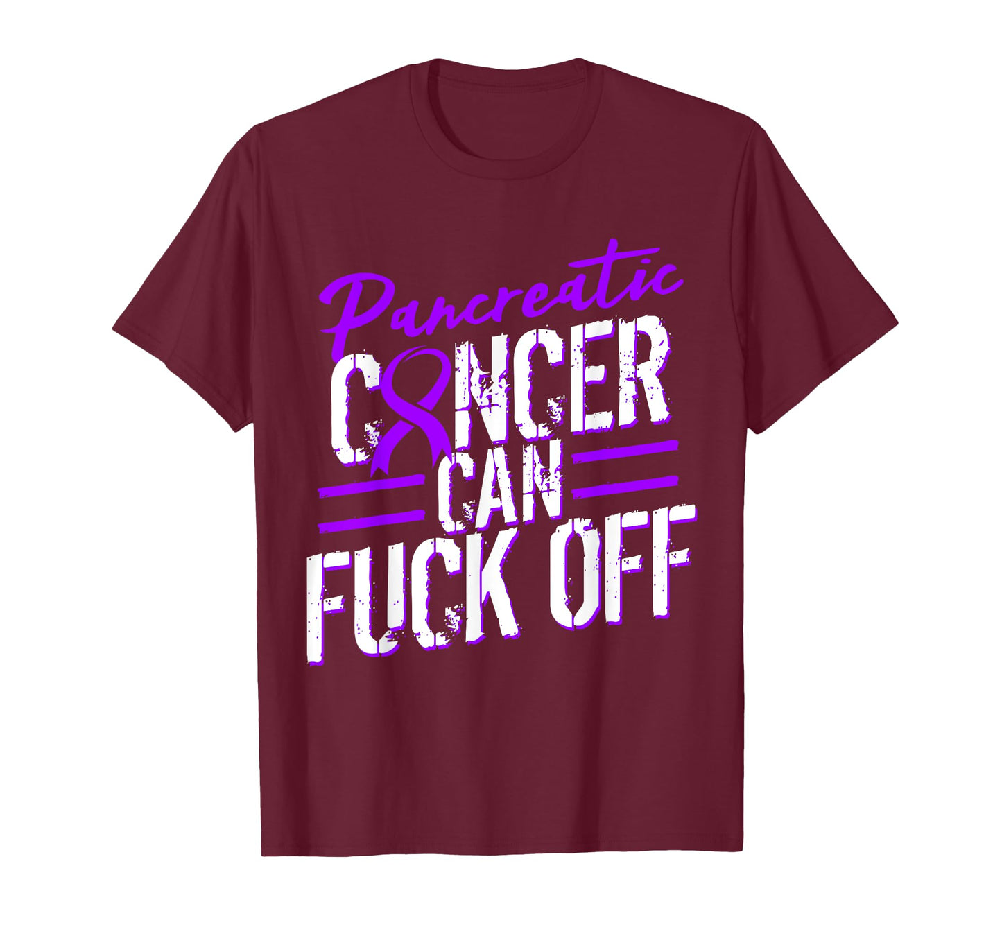 Pancreatic Cancer Fuck Off T-shirt Purple Ribbon Support T-Shirt