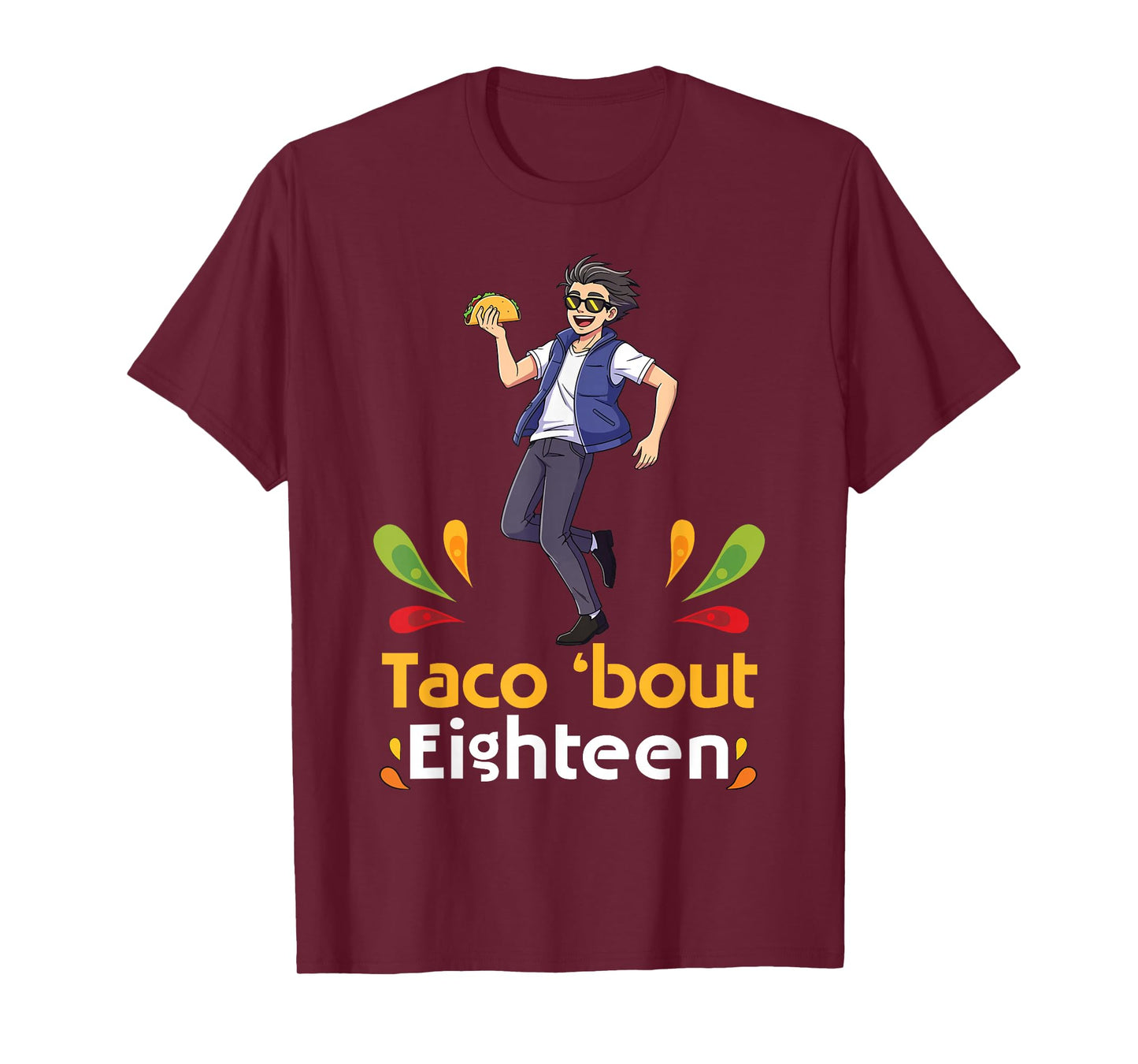 Cute Boy with Tacos Happy Birthday Taco Bout 18 Years Old T-Shirt