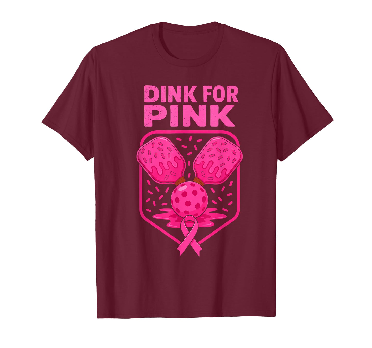 Dink For Pink Breast Cancer Awareness Pickleball Pink Ribbon T-Shirt