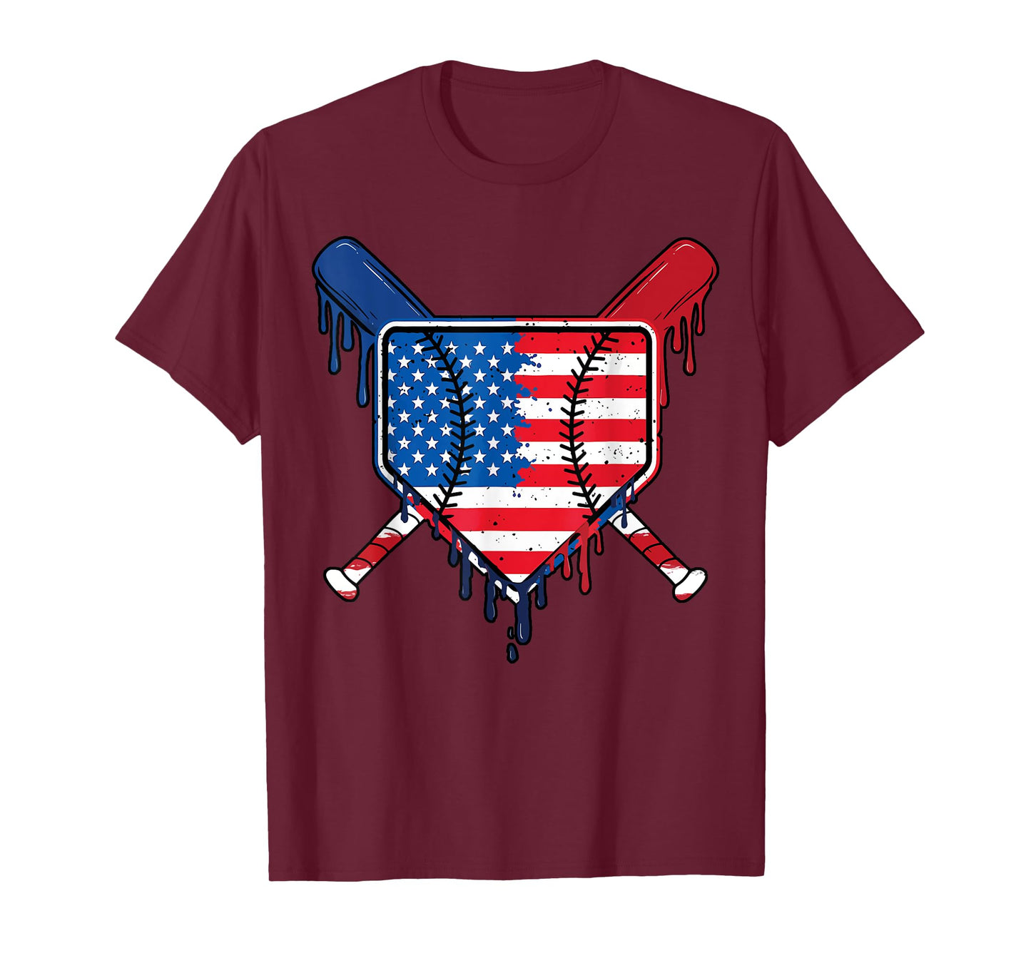 Baseball Drip Boys Ice Cream Patriotic American Flag T-Shirt