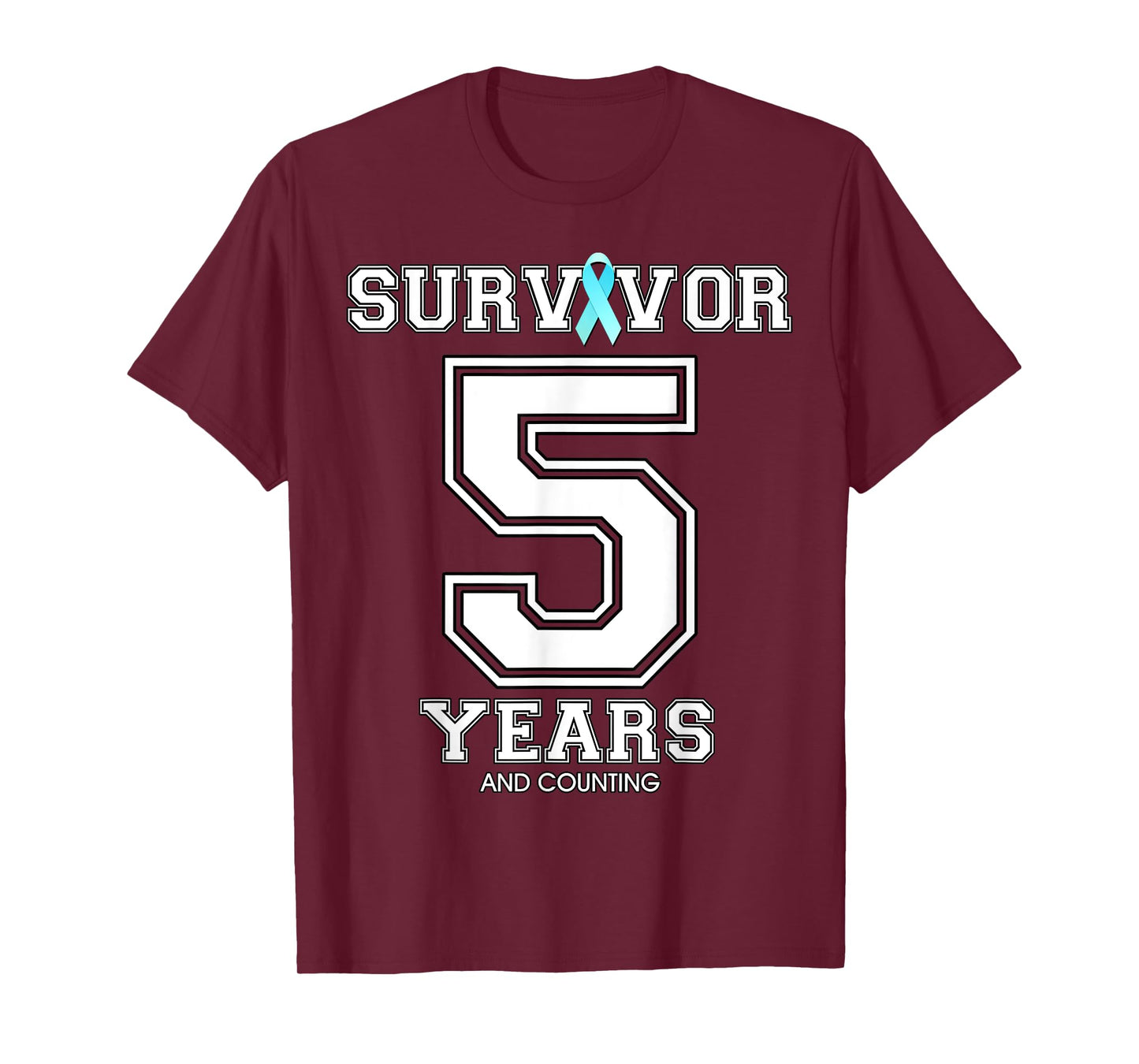 5 Years Ovarian Cancer Survivor Teal Ribbon Gift For Women T-Shirt
