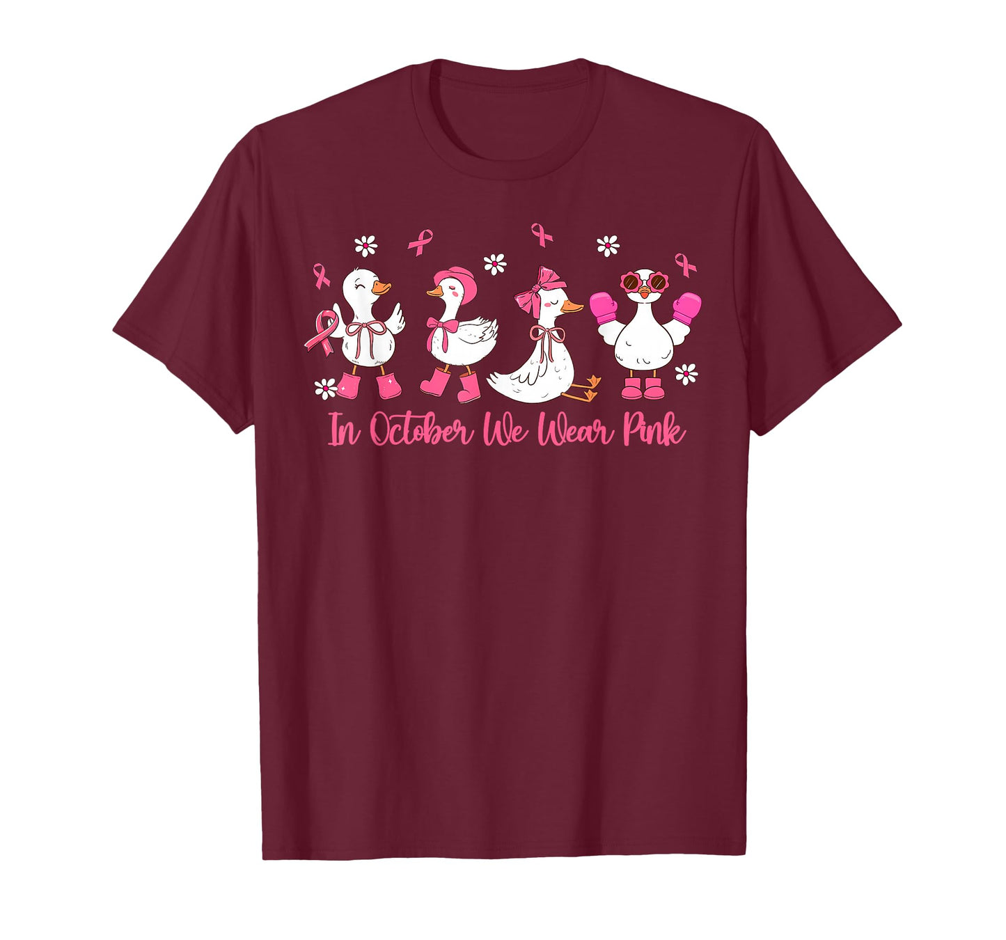 in October We Wear Pink Silly Goose Breast Cancer Awareness T-Shirt