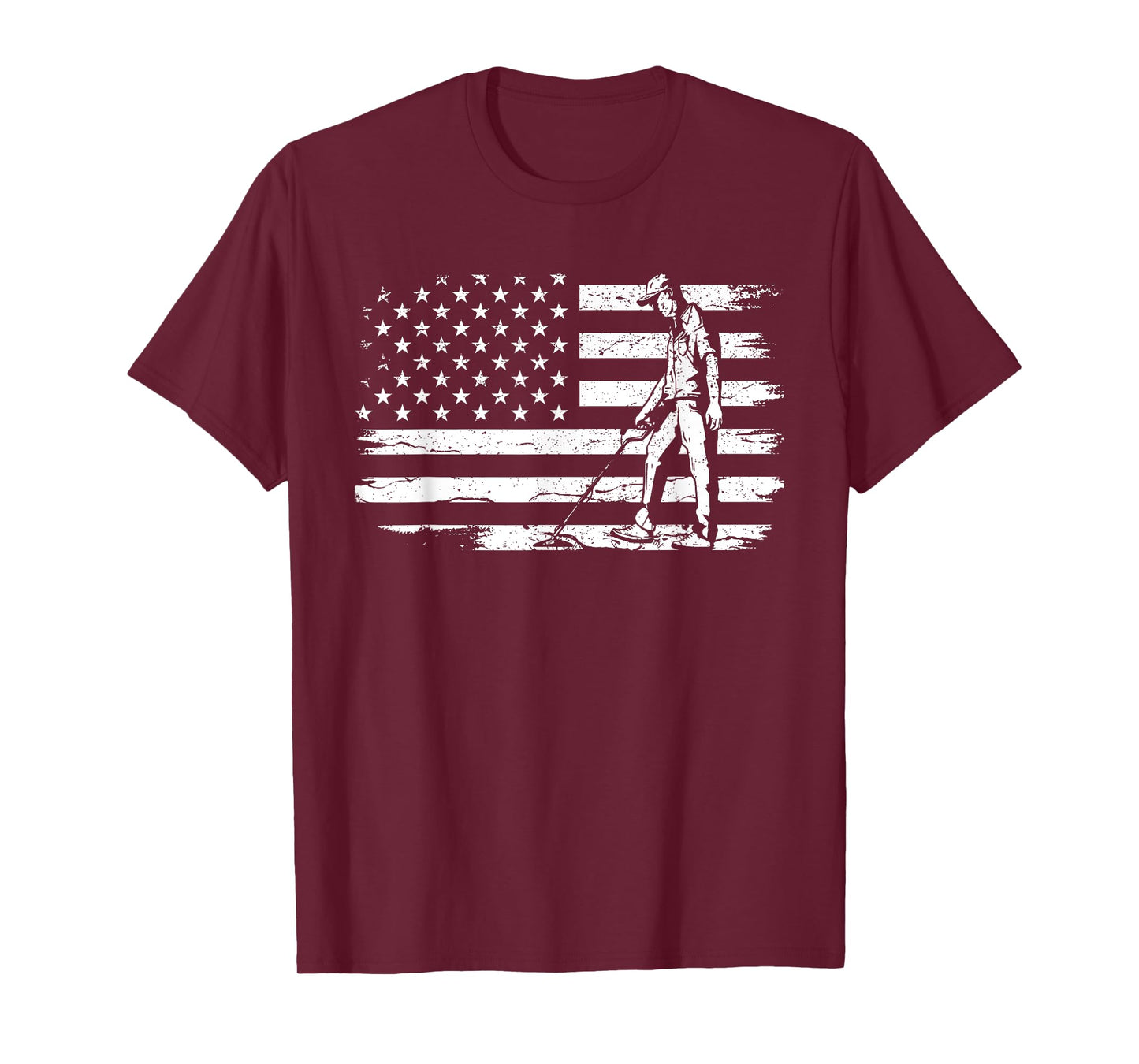 Patriotic Metal Detecting USA Flag Treasure Hunt Detectorist T-Shirt