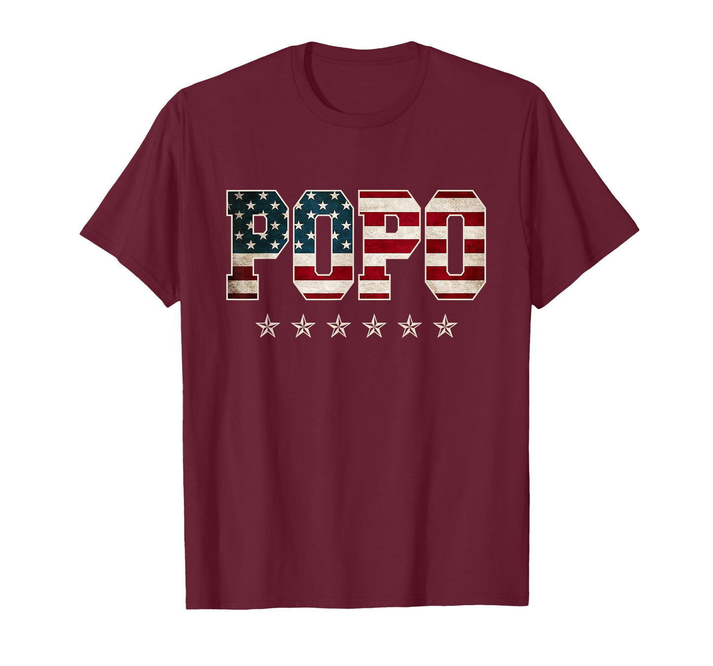Mens Popo Gift Father's Day American Flag 4th of July T-Shirt