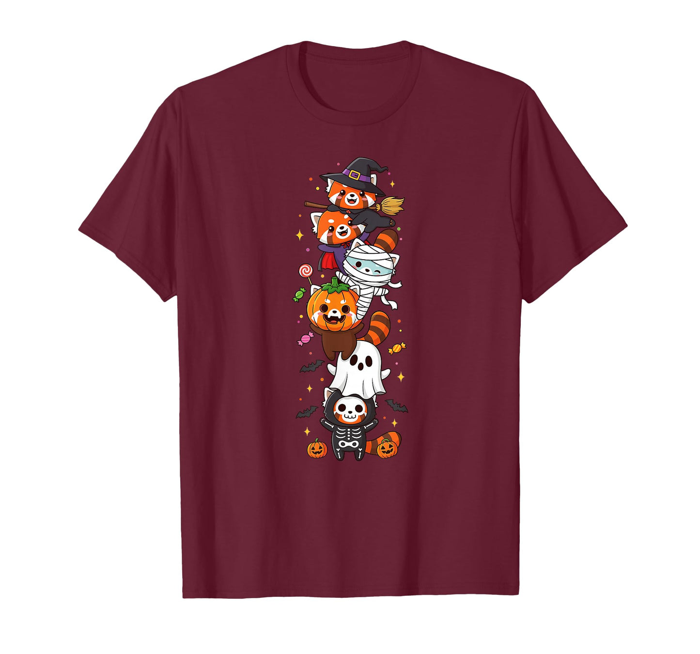 Red Panda Witch Vampire Ghost Halloween Kids Mens Womens T-Shirt