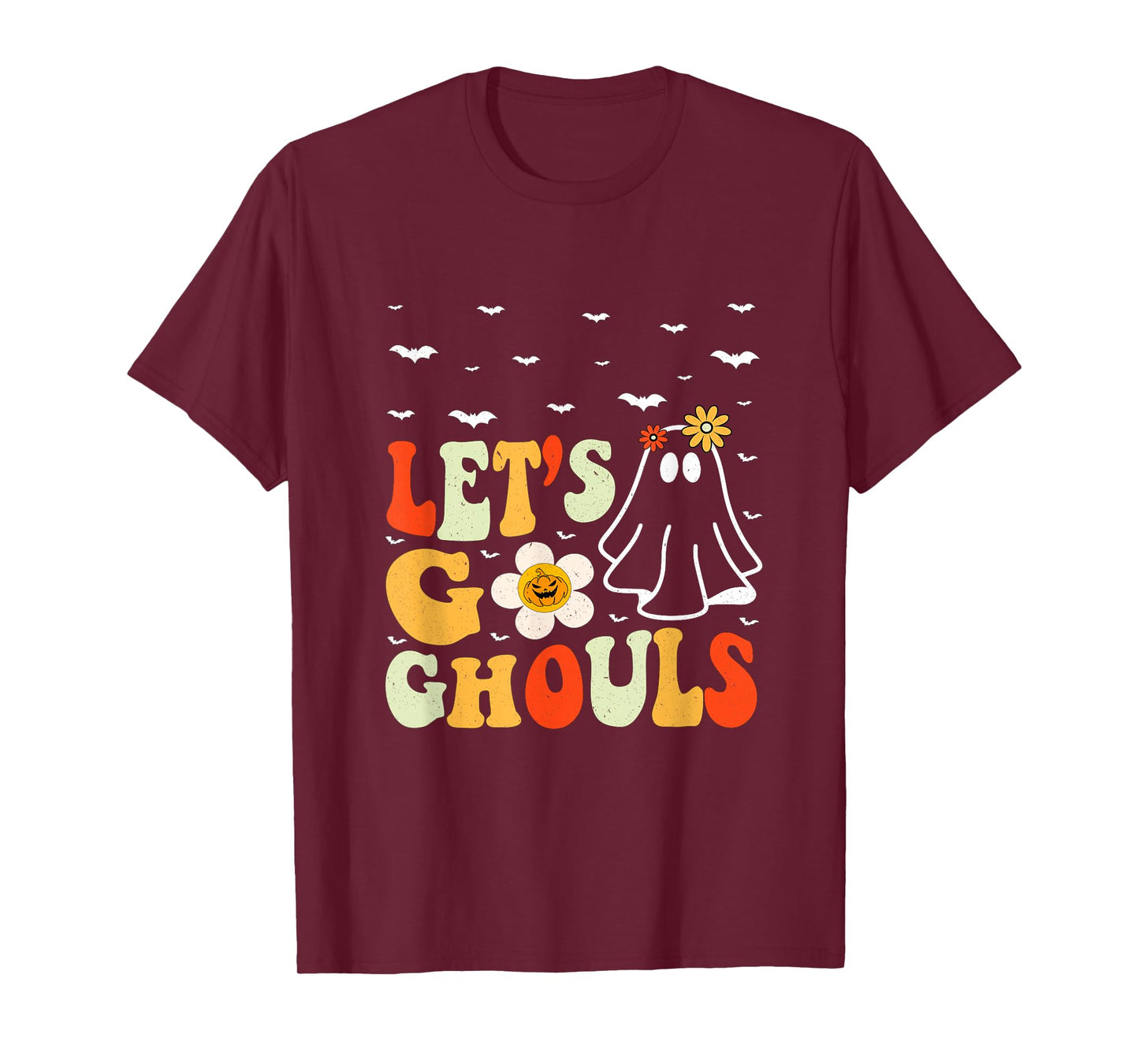 Halloween Lets Go Ghouls Ghost Retro Costume Women Girl Kids T-Shirt
