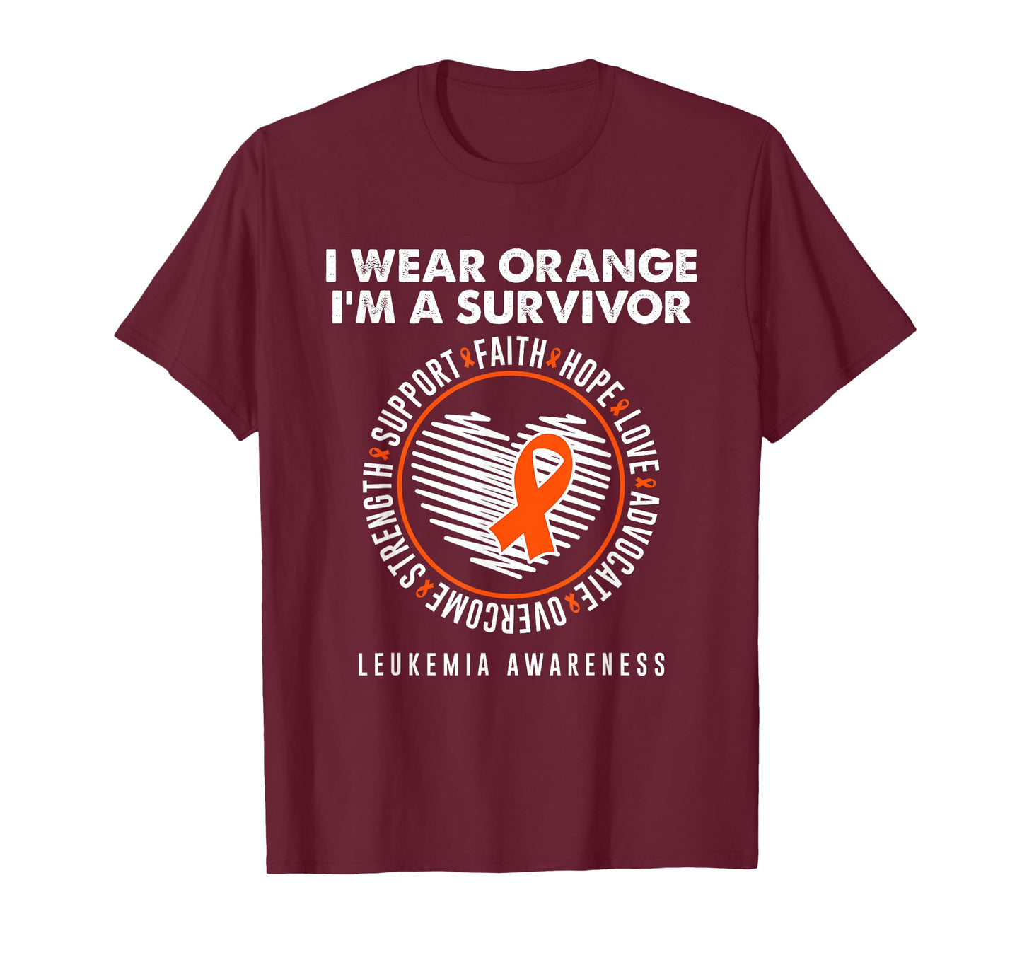 Wear Orange Ribbon Survivor Leukemia Blood Cancer Awareness T-Shirt