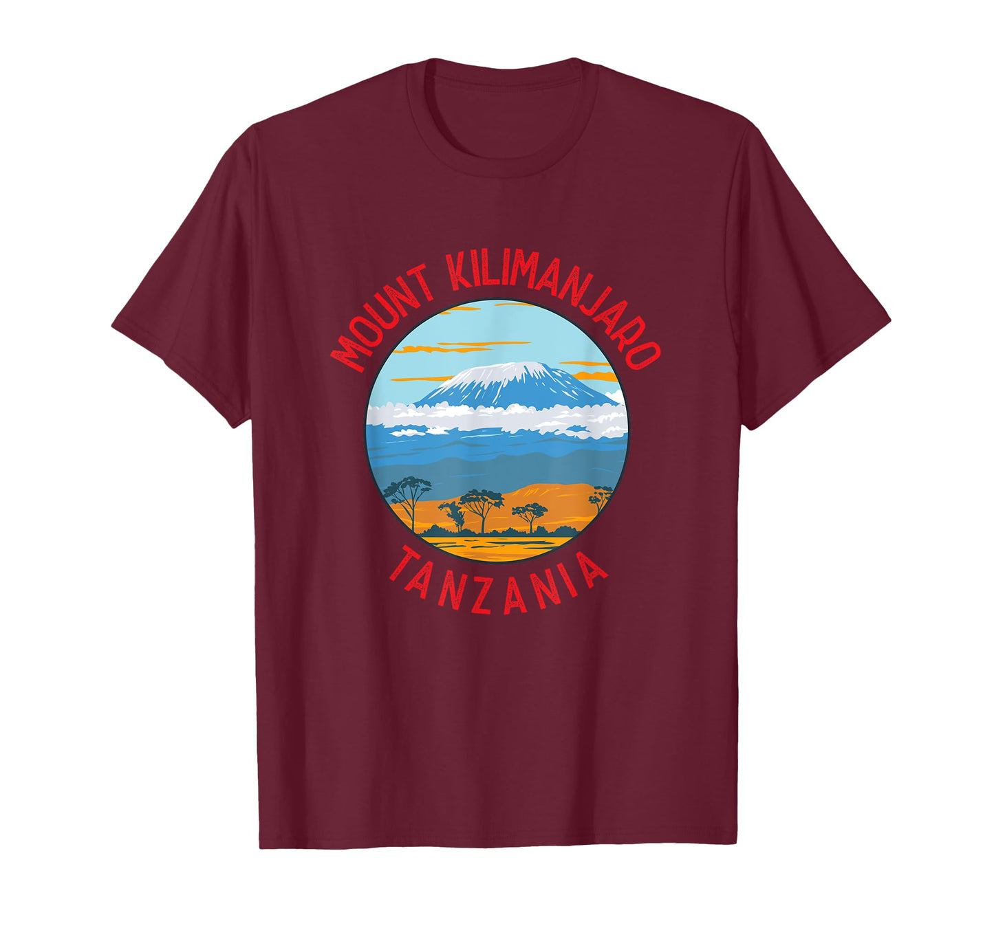 Mount Kilimanjaro Tanzania Distressed Circle Vintage T-Shirt