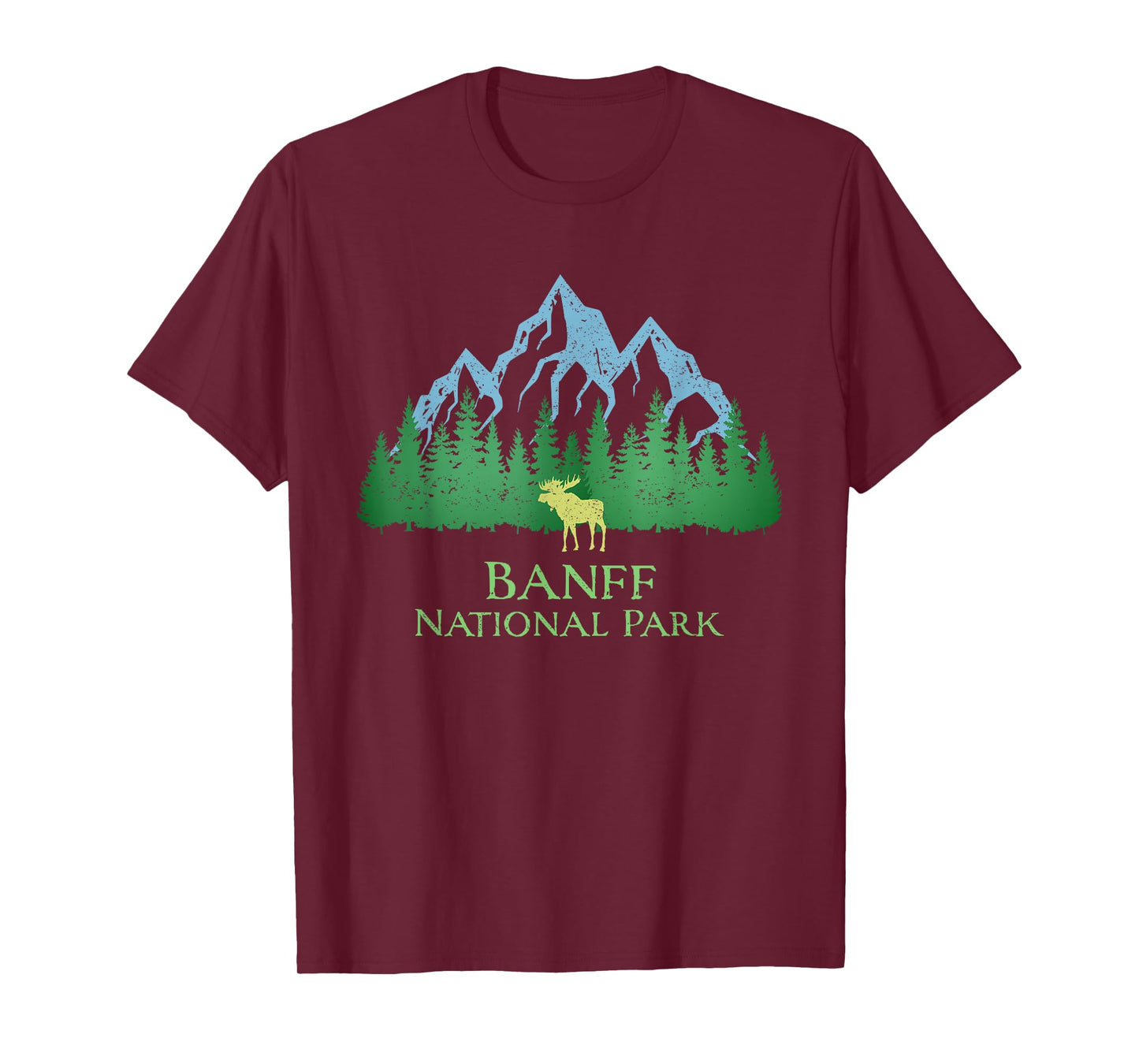 Banff National Park Alberta Canada Moose Trees Vintage Look T-Shirt
